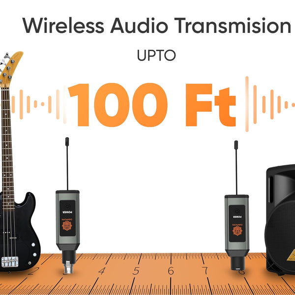 DIGIMORE UHF Wireless XLR Transmitter and Receiver | Up to 100ft Range | 5Hrs Long Battery | <5ms Latency | XLR Connector for Guitars, Mics, Mixers, and PA Systems (D-710)