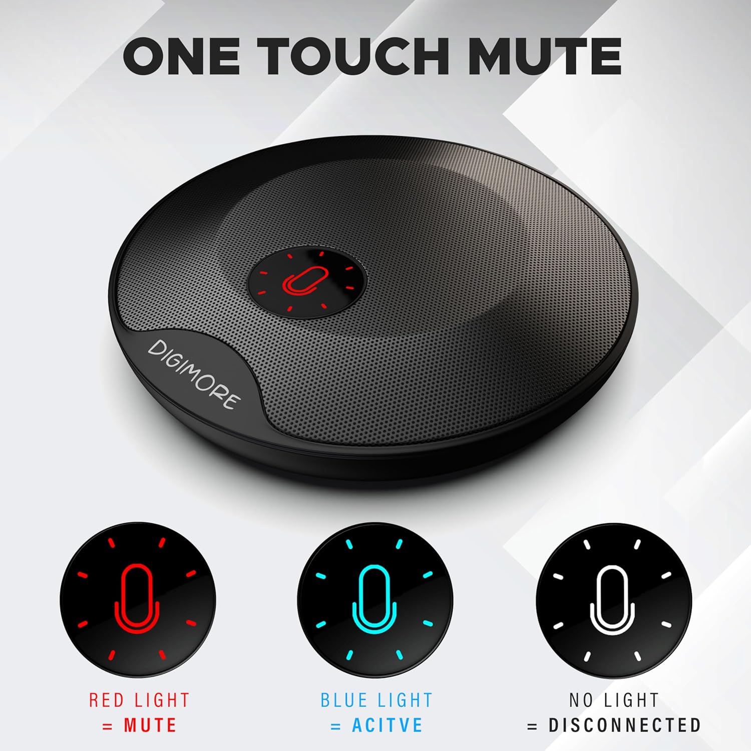 DIGIMORE D-480 USB Plug & Play Conference Mic for Mac OS & Windows | Conference, Recording, Skype, Online Class with Range Upto 5M | One Touch Mute Button & Light Indicator (NOT A Speaker)