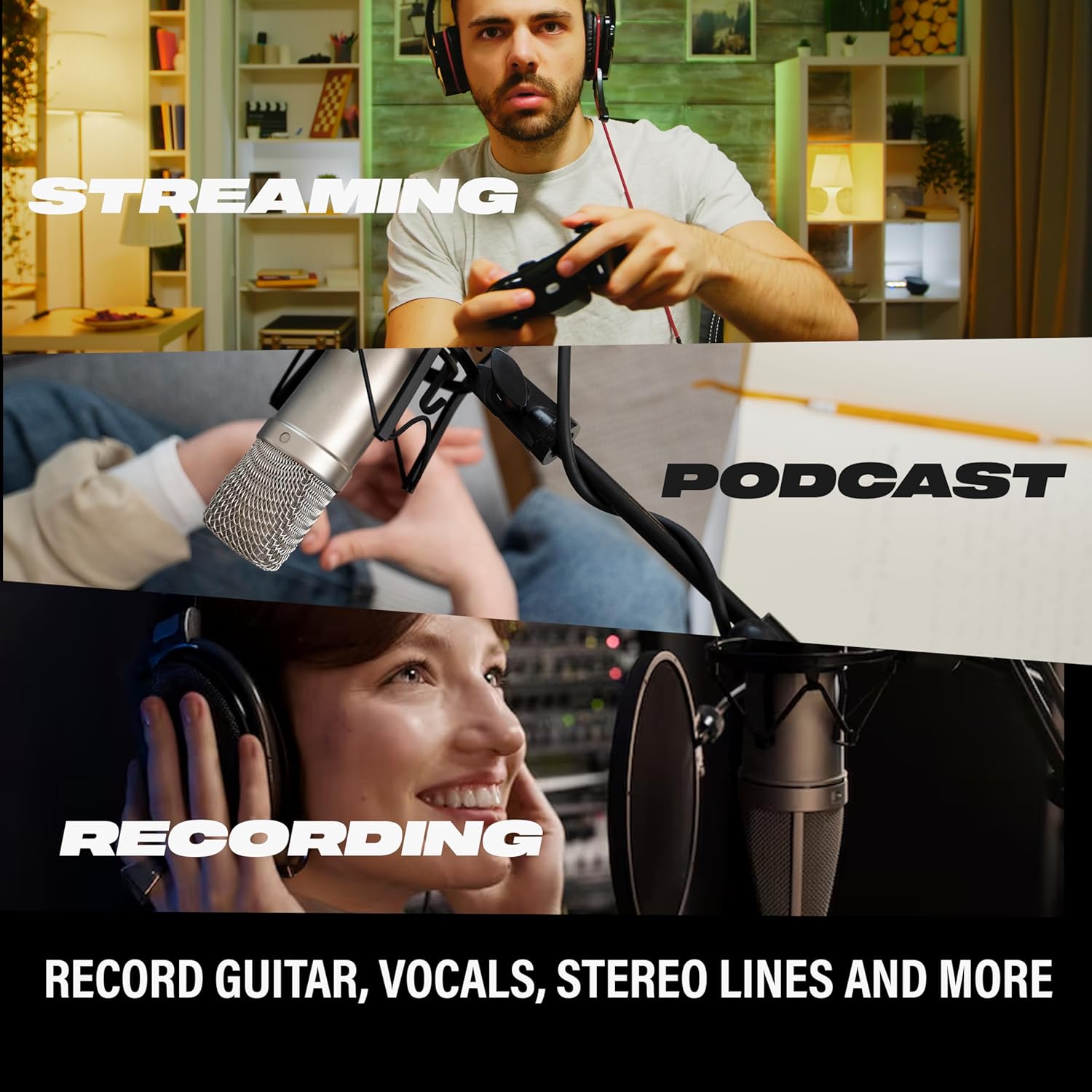 DIGIMORE Professional Condenser Microphone Kit with Audio Interface for Podcasting Live Streaming Singing PC Mobile YouTube (D-410/400)