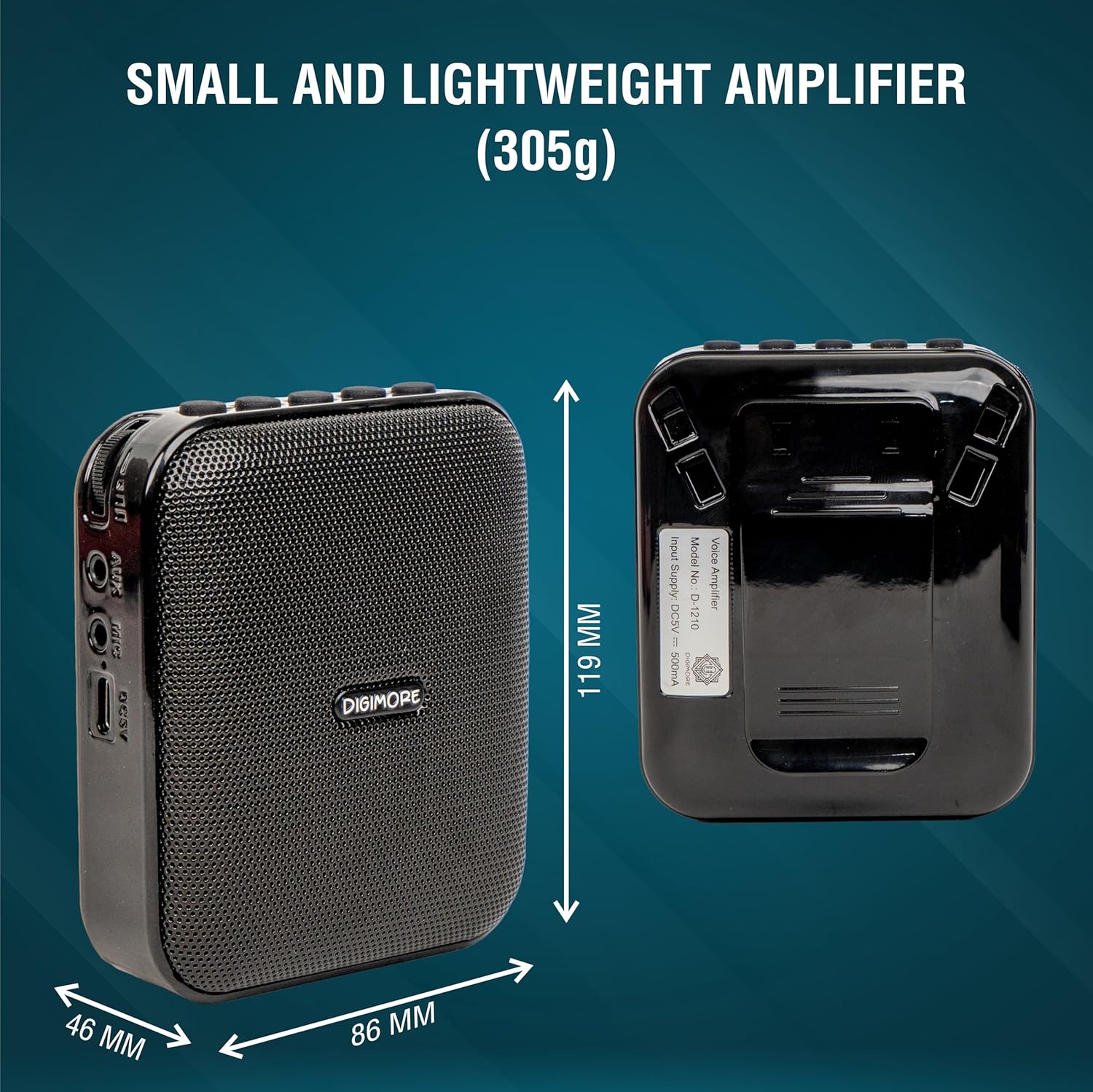 DIGIMORE D-1210 Bluetooth Voice Amplifier for Teachers | 10H 2400mAh Battery Life, and MP3 Support |10W Portable PA System with Wired Headset Microphone (Pink)