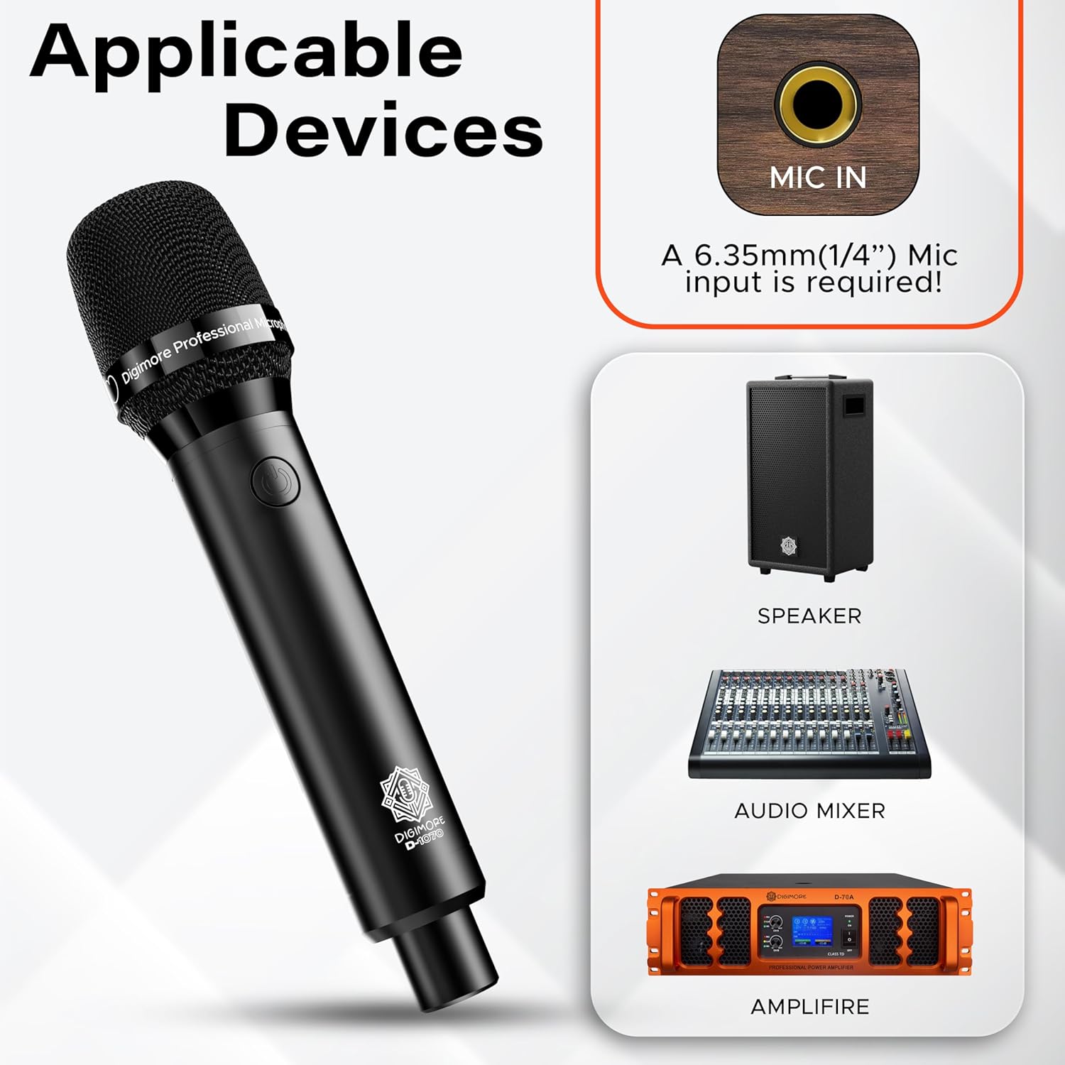 DIGIMORE Professional XLR Dynamic Microphone | Cardioid Pickup | Neodymium Capsule | 20ft XLR Cable & Mic Holder | Ideal for Singing, Recording, DJ & Live Performances (D-1070)