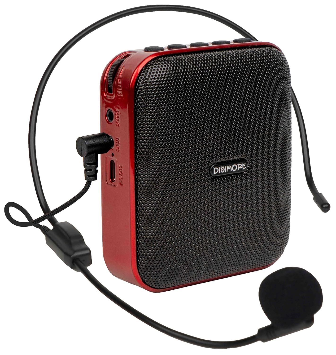DIGIMORE D-1210 Bluetooth Voice Amplifier for Teachers | 10H Battery Life, and MP3 Support |10W Portable PA System with Headset Microphone for Tour Guides,Yoga,Fitness Instructors,Colleges (Red)