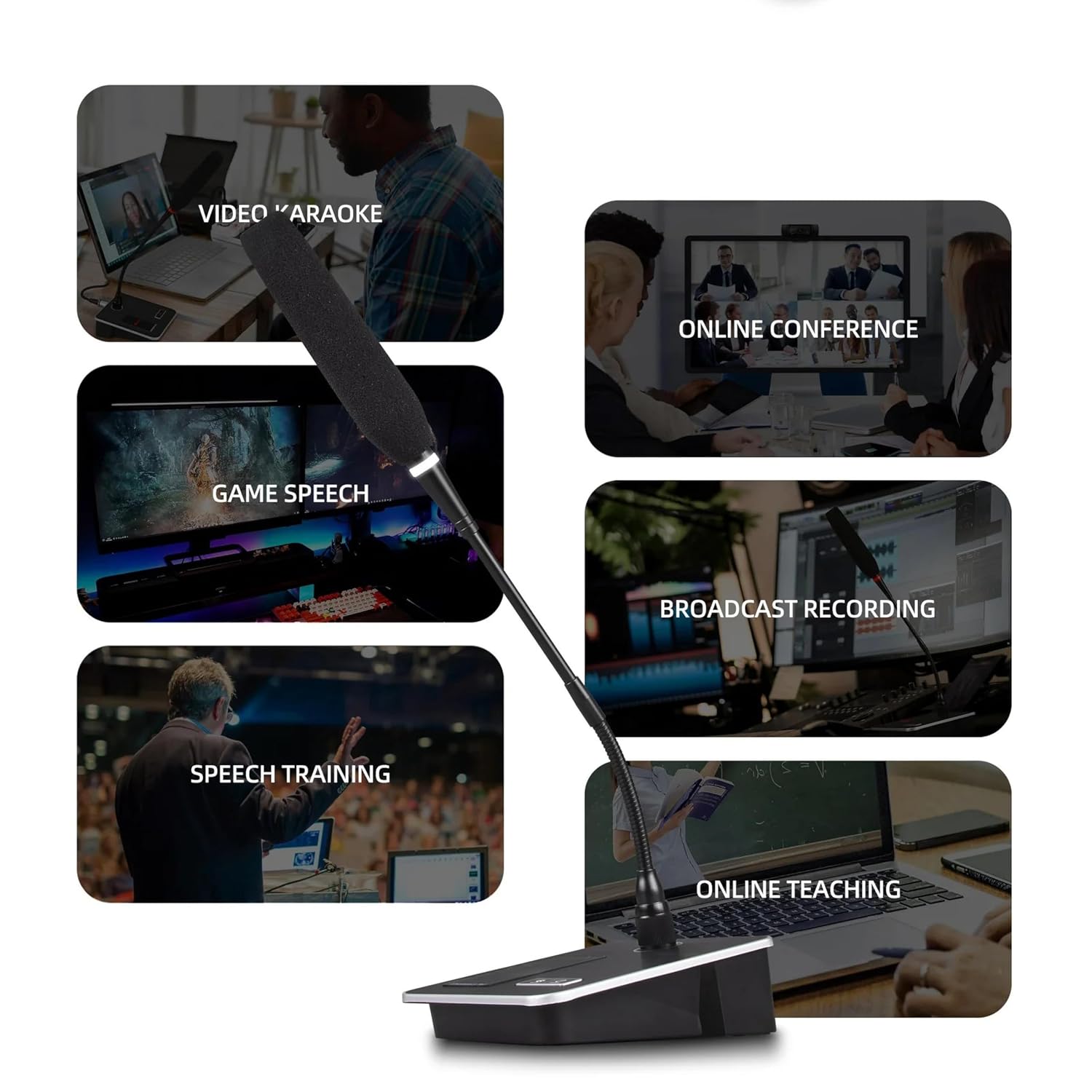 DIGIMORE Wired Gooseneck Microphone System with 1-Touch Mute | 24″ Adjustable Desktop Mic | Cardioid Pickup | XLR Output – Ideal for Meetings, Lectures & Public Speaking (D‑670)