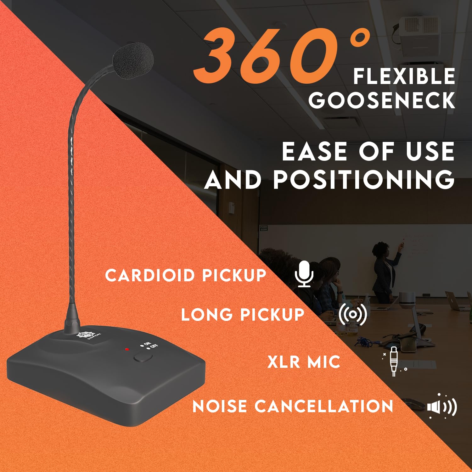 DIGIMORE Desktop Condenser Gooseneck Microphone 18" Podium Microphone with ON/Off Switch, XLR Mic for Meetings Video Conferences, Streaming Lectures (D-650)