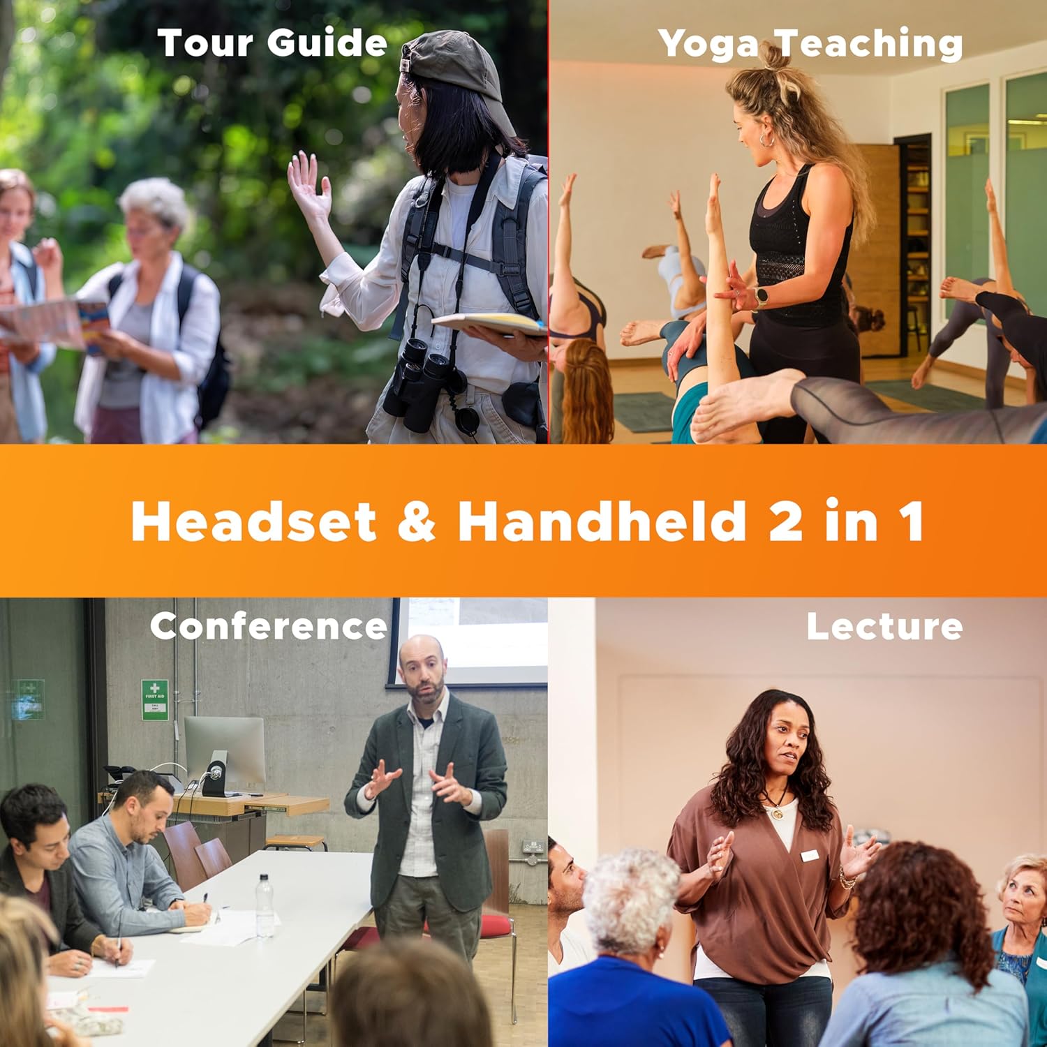 DIGIMORE Wireless Microphone System for 2 People, 2.4G Dual Wireless Headset Mics Ideal for Speakers, Voice Amplifier, PA System, Teacher, Tour Guides, Fitness Instructor and Many More (D-352)