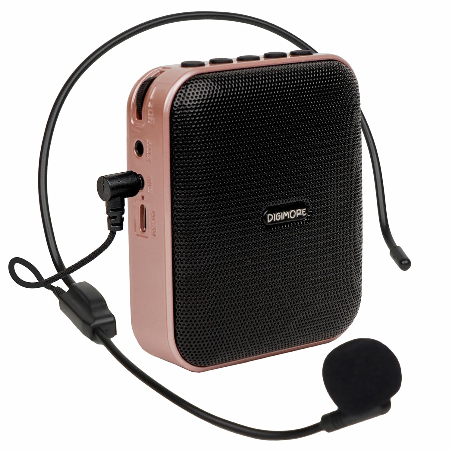 DIGIMORE D-1210 Bluetooth Voice Amplifier for Teachers | 10H 2400mAh Battery Life, and MP3 Support |10W Portable PA System with Wired Headset Microphone (Pink)
