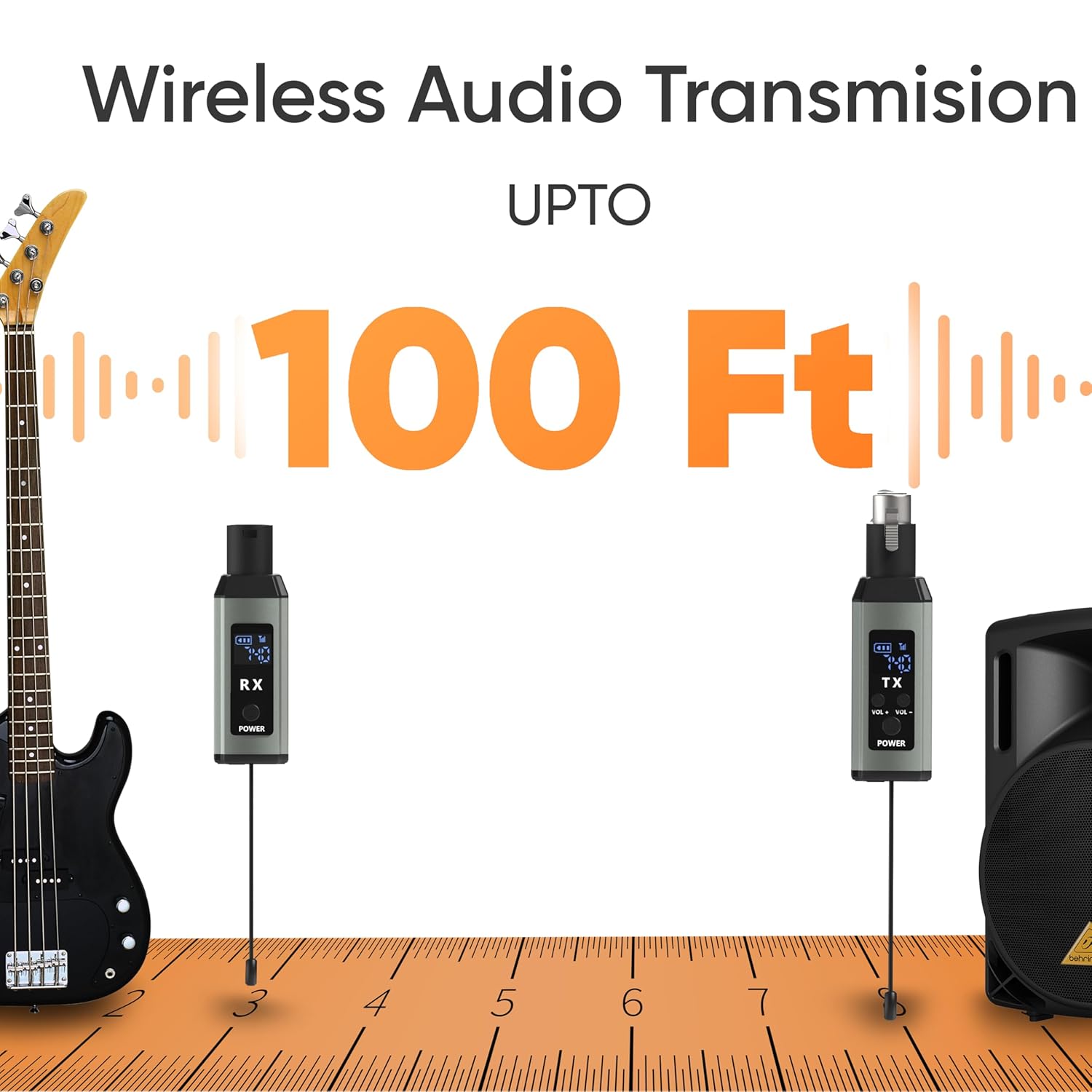 DIGIMORE UHF Wireless XLR Transmitter and Receiver | Up to 100ft Range | 5Hrs Long Battery | <5ms Latency | XLR Connector for Guitars, Mics, Mixers, and PA Systems (D-740)