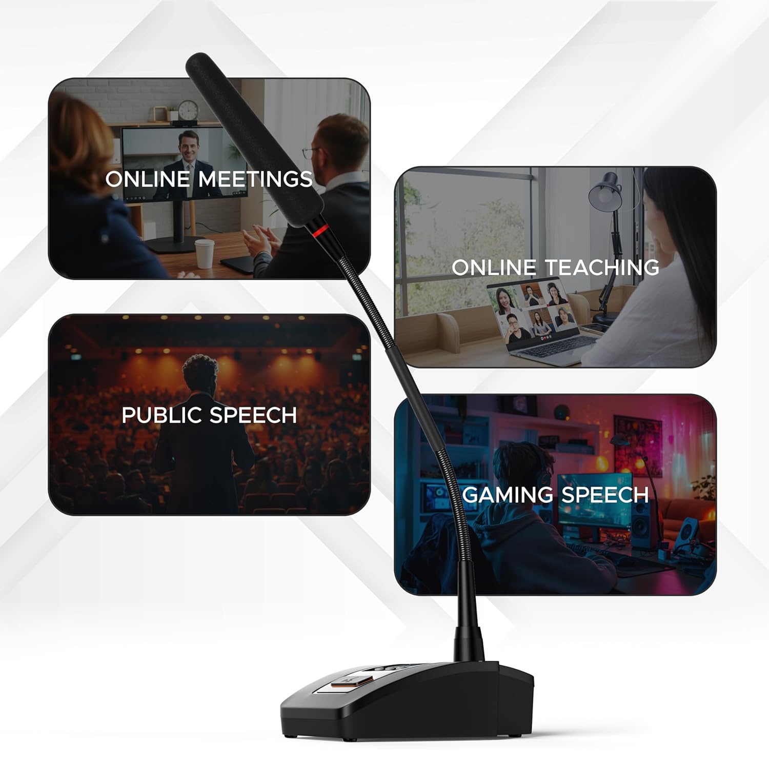 DIGIMORE UHF Wireless Gooseneck Microphone System | 24″ Adjustable Desktop Mic | 160 ft Range | 36 Channels | Ideal for Meetings, Lectures & Broadcasting (D-605)