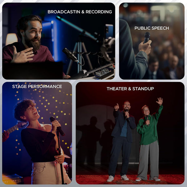 DIGIMORE Dual UHF Wireless Microphone System | 324ft Range | Metal Body | Cardioid Pickup | XLR Bal + 6.35mm UnBal Outs | for Singing, Live Events, Church, DJ & Karaoke (D-310 Pro)