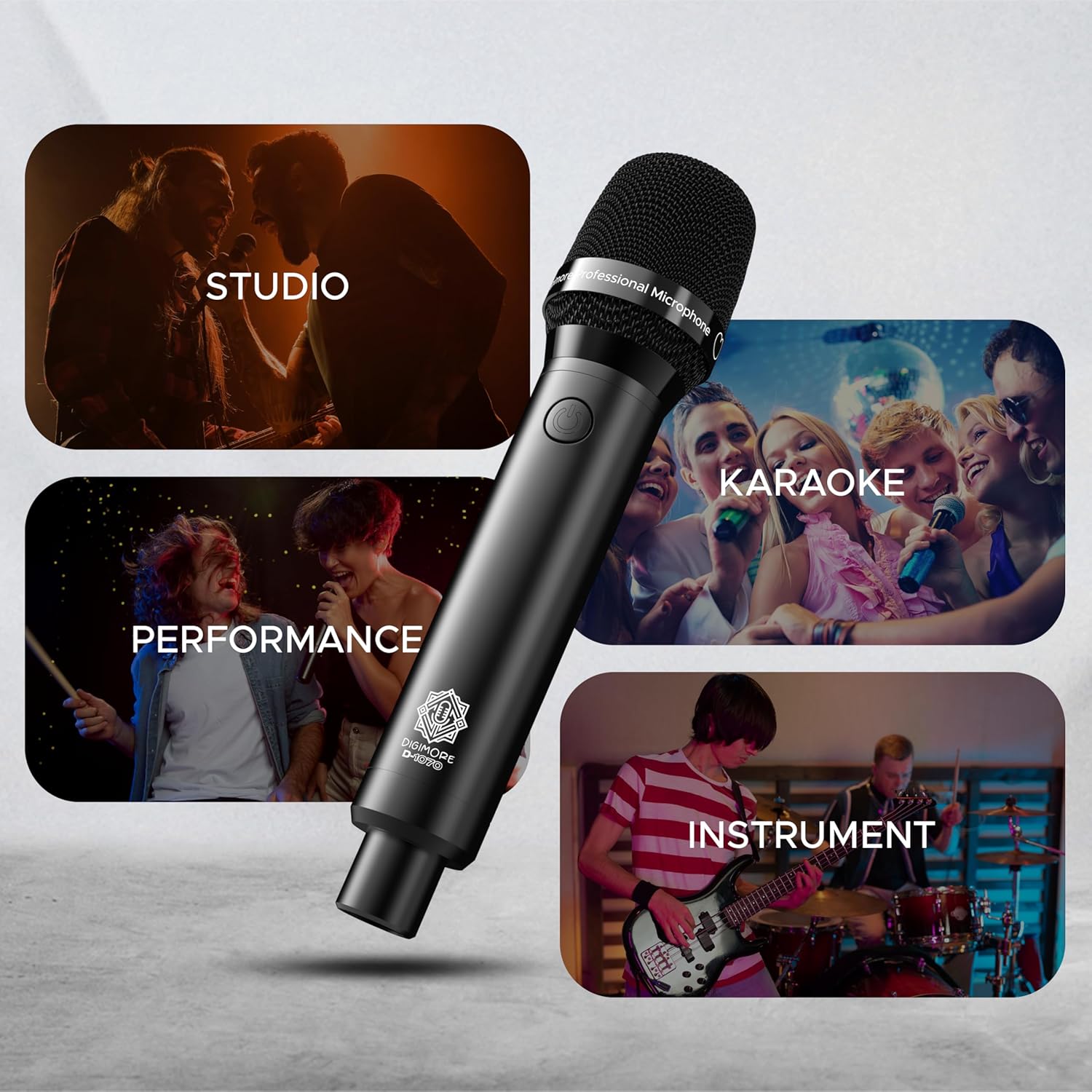 DIGIMORE Professional XLR Dynamic Microphone | Cardioid Pickup | Neodymium Capsule | 20ft XLR Cable & Mic Holder | Ideal for Singing, Recording, DJ & Live Performances (D-1070)