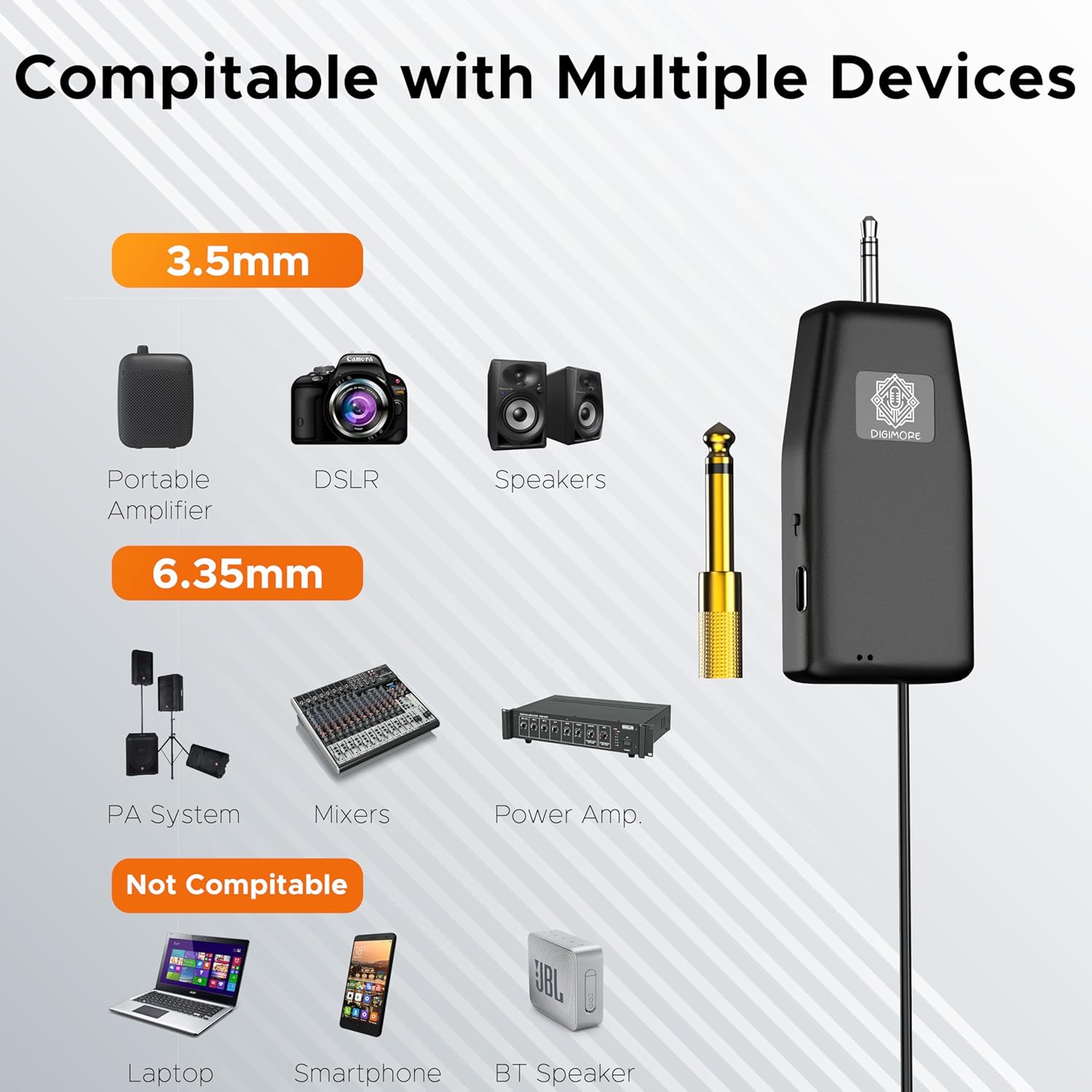 DIGIMORE Wireless Microphone System 2.4G Wireless Headset Mic Ideal for Speakers, Voice Amplifier, PA System, Teachers, Tour Guides, Fitness Instructors, Meetings and Many More (D-342)