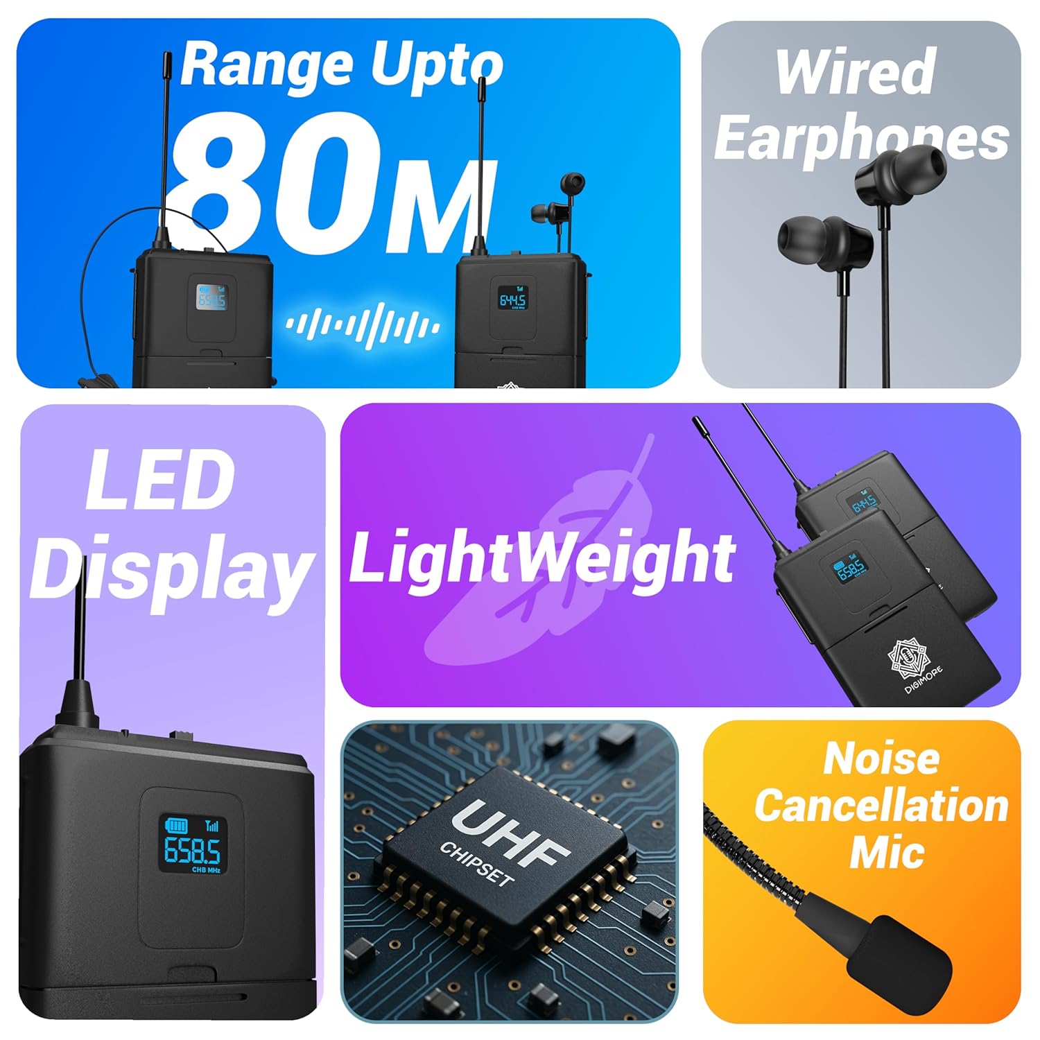 DIGIMORE Wireless Microphone System (D-1510 2Tx-2Rx)