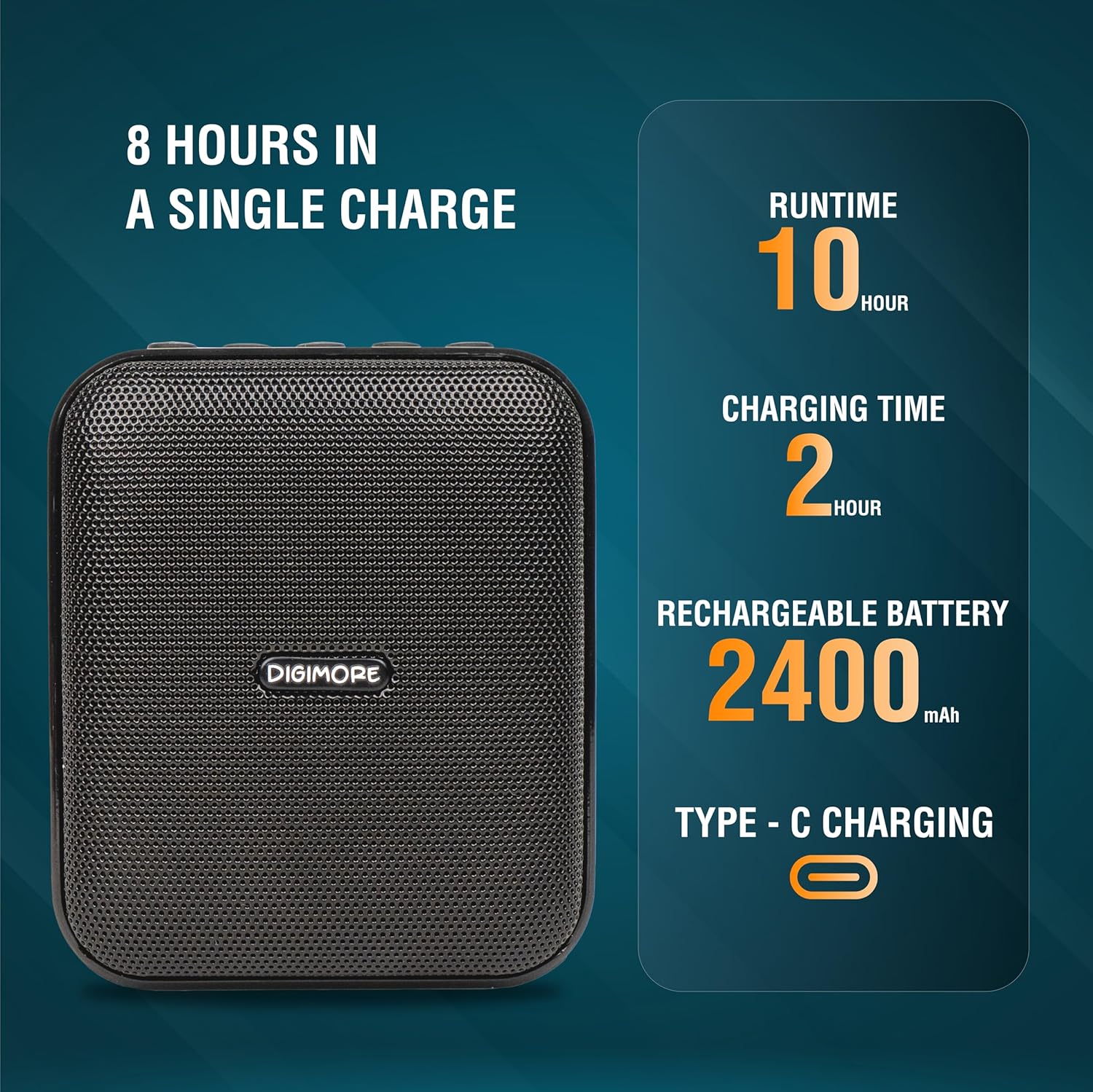 DIGIMORE D-1210 Bluetooth Voice Amplifier for Teachers | 10H 2400mAh Battery Life, and MP3 Support |10W Portable PA System with Wired Headset Microphone (Pink)