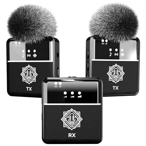 DIGIMORE Wireless Microphone System with ANC Noise Reduction | Omnidirectional Mic | 12Hrs Battery | Ideal for DSLR Camera, Android & iOS Smartphones, Seamless Audio Recording (D-455 Pro)