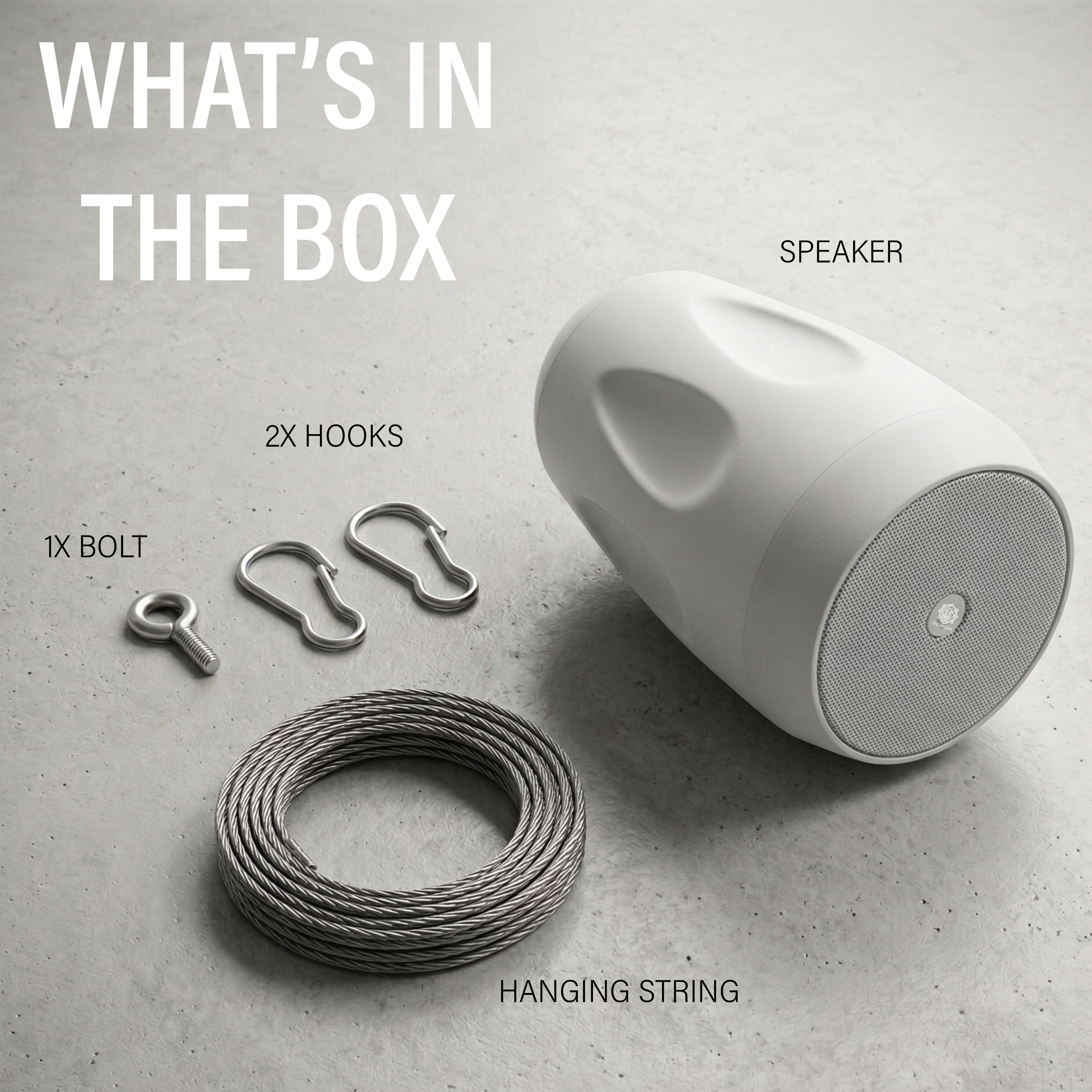 DIGIMORE 30W Hanging Speaker | 2-Way 8Ω Speaker | 4" Woofer + 0.5" Tweeter | Includes Clamp & Metal Cable | Metal Body & Weather-Resistant for Outdoors, Shops, Restaurants (DCS-4401 White)