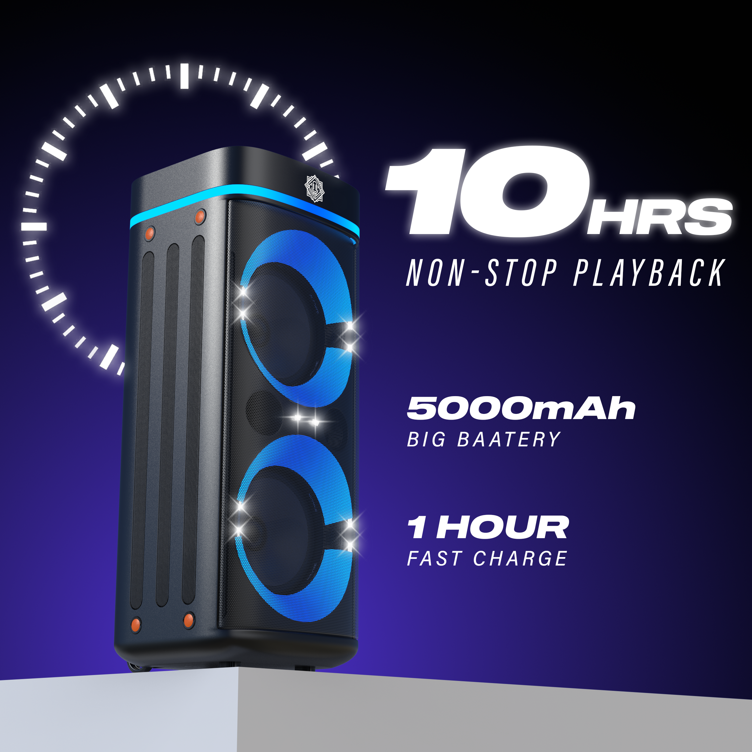 DIGIMORE 240W PartyBox Speaker w/Wireless Mic | Dual 8" Boombox Speakers | AI Sound Boost & Deep Base Sound | RGB Lights, 10Hrs Battery & BT 5.3/USB/TF/AUX for Parties & Gatherings (D-1382)