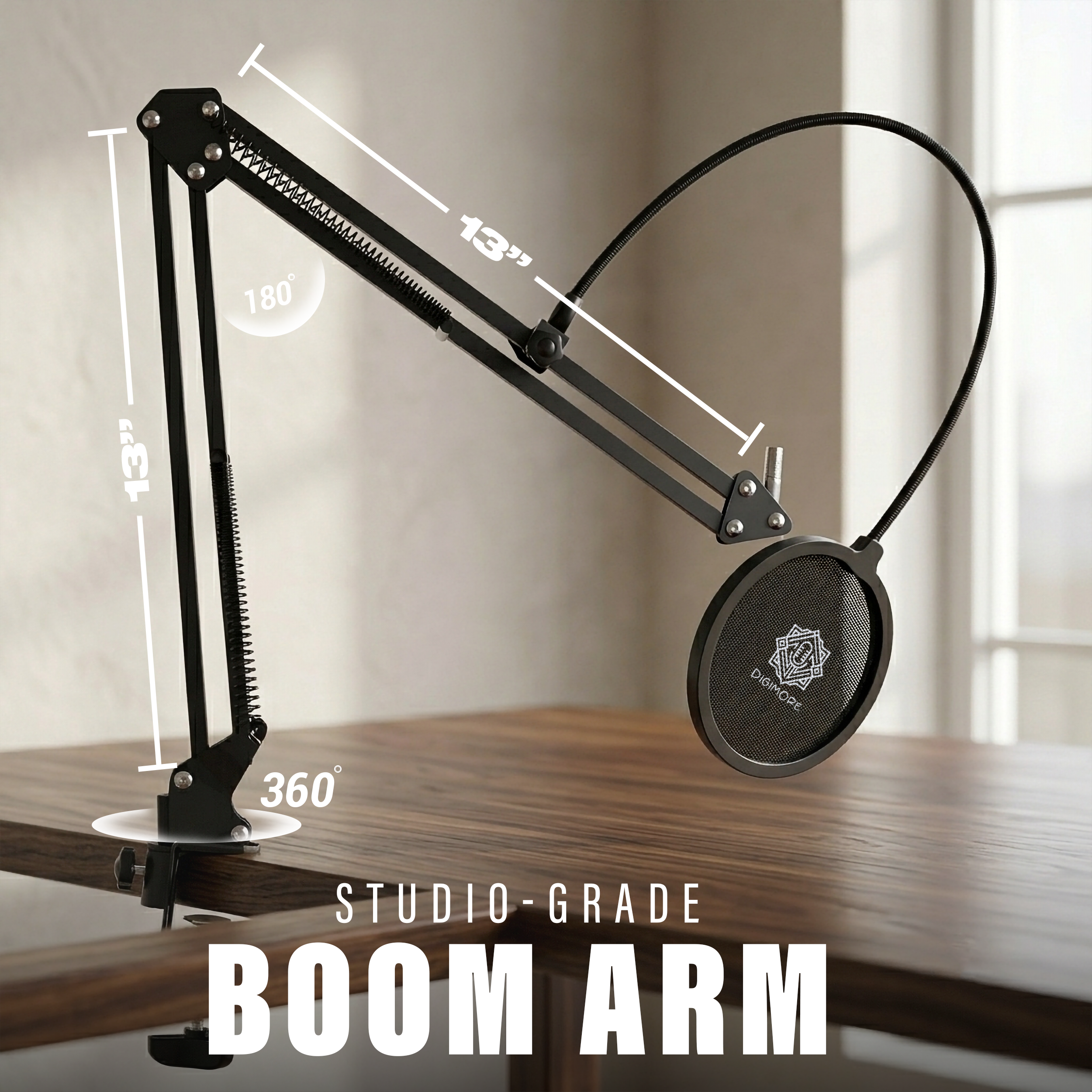 DIGIMORE USB Condenser Microphone Kit | 2026 Edition | AI Noise Reduction Chip | Cardioid Mic | Boom Arm Stand | Metal Body | Ideal for YouTube, Podcast, Streaming, Gaming & Studio Recording (D-520)