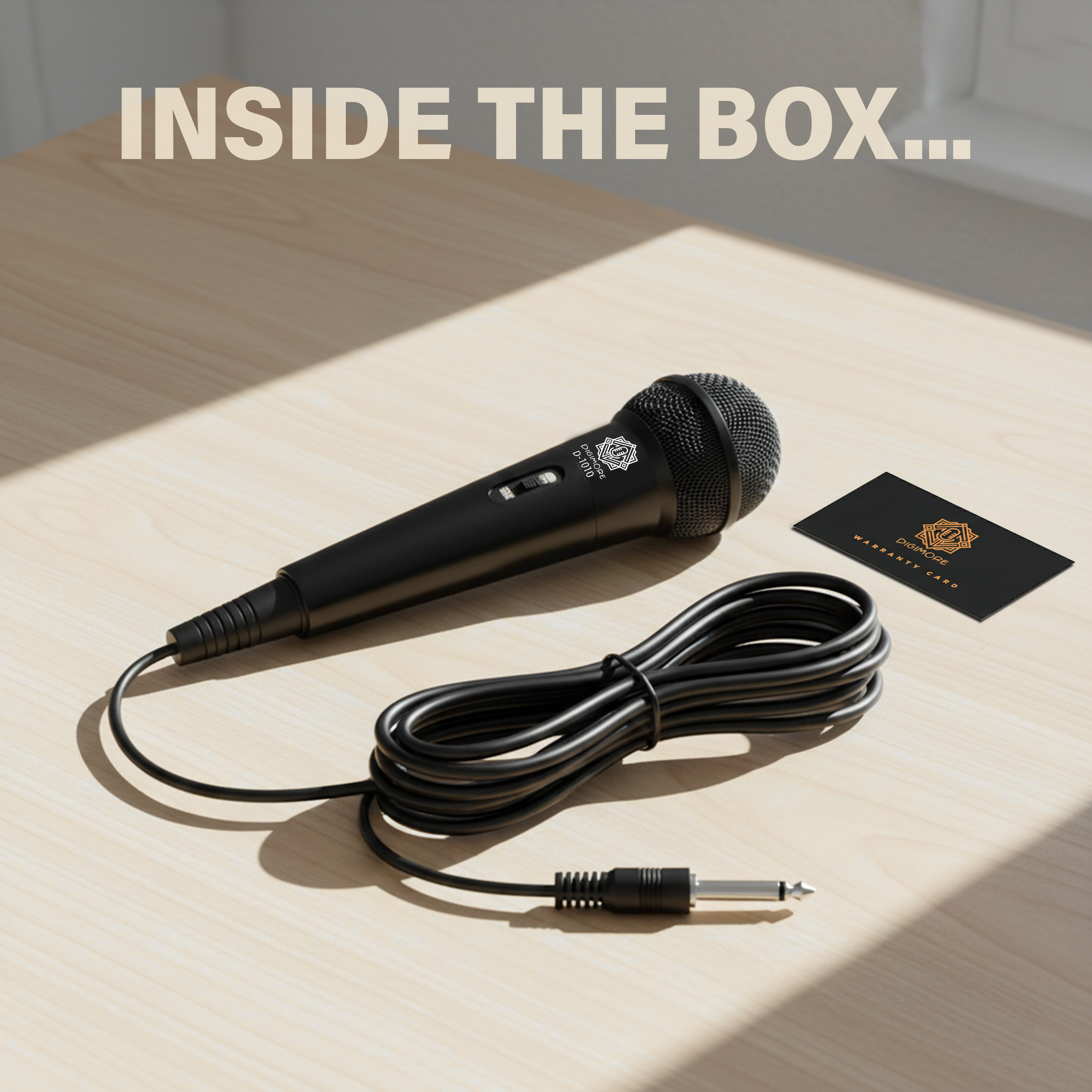 DIGIMORE Cardioid Dynamic Microphone | 6.35mm Jack | High Sensitivity | 3m Cable | ON/Off Switch | Ideal for Karaoke, Singing, PA & Stage Use (D-1010)