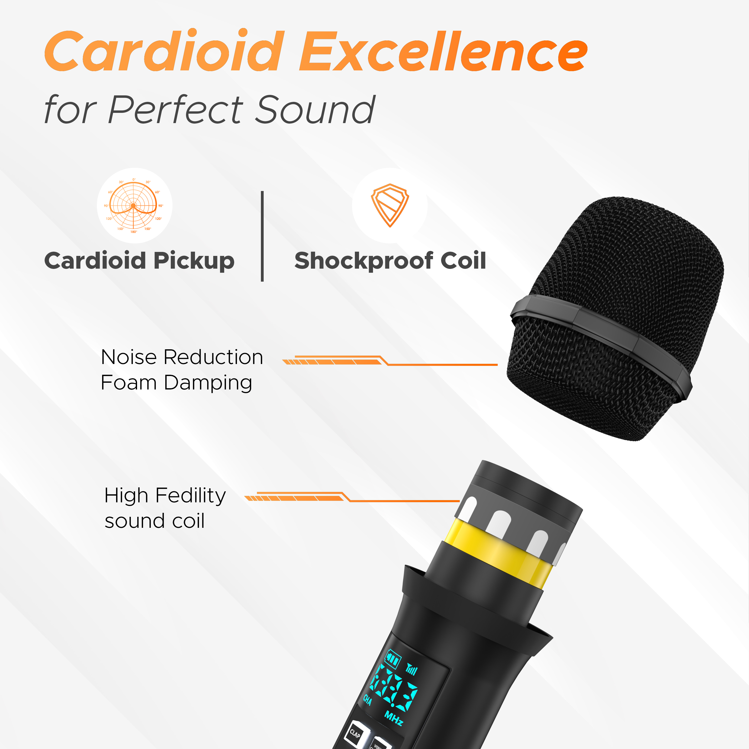 DIGIMORE UHF Wireless Microphone System with in-Built Sound Card | Voice Change, Echo, Bass Etc. | 150ft Range | for House Parties, Outdoor Party, Singing, Classroom (D-346)