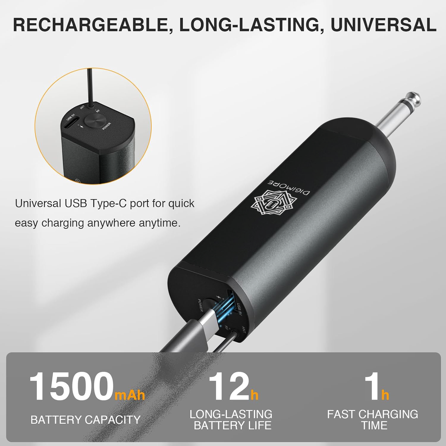 DIGIMORE UHF Wireless Headset Mic | 3-Pin Mini XLR Mic | 5Hrs Battery | 160Ft Range | <5ms Latency | 5 Changeable Channels | Heavy Metal & Glass Body | Ideal for Fitness, Churches, Classrooms (D-345S)