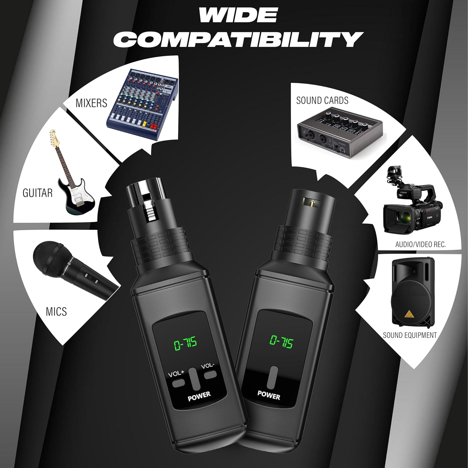 DIGIMORE Wireless Microphone System | 2.4GHz Digital Modulation | 50m Range | High S/N Ratio >90dB | Ideal for Recording, Streaming & Public Speaking (D-715)