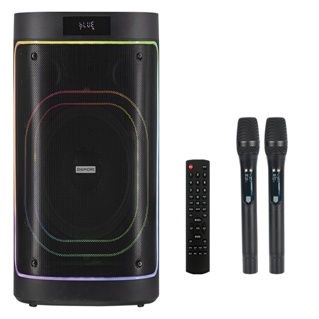 DIGIMORE D-1202 Party Blaze | 12" Trolley Speaker with 2 Wireless Microphones | 120W RMS | 5000mAH Battery | BT 5.3 with TWS Mode