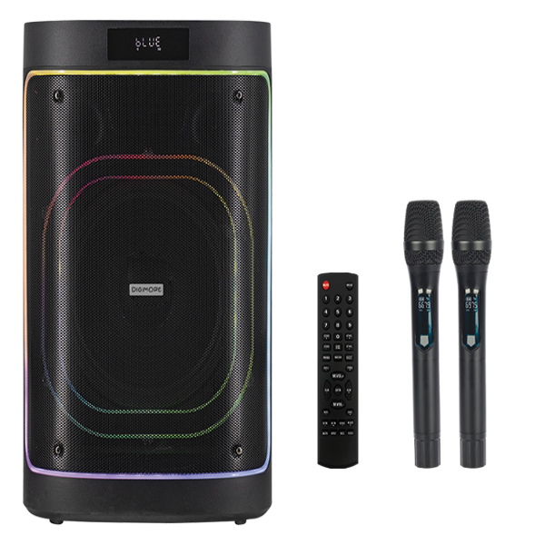 DIGIMORE D-1202 Party Blaze | 12" Trolley Speaker with 2 Wireless Microphones | 120W RMS | 5000mAH Battery | BT 5.3 with TWS Mode
