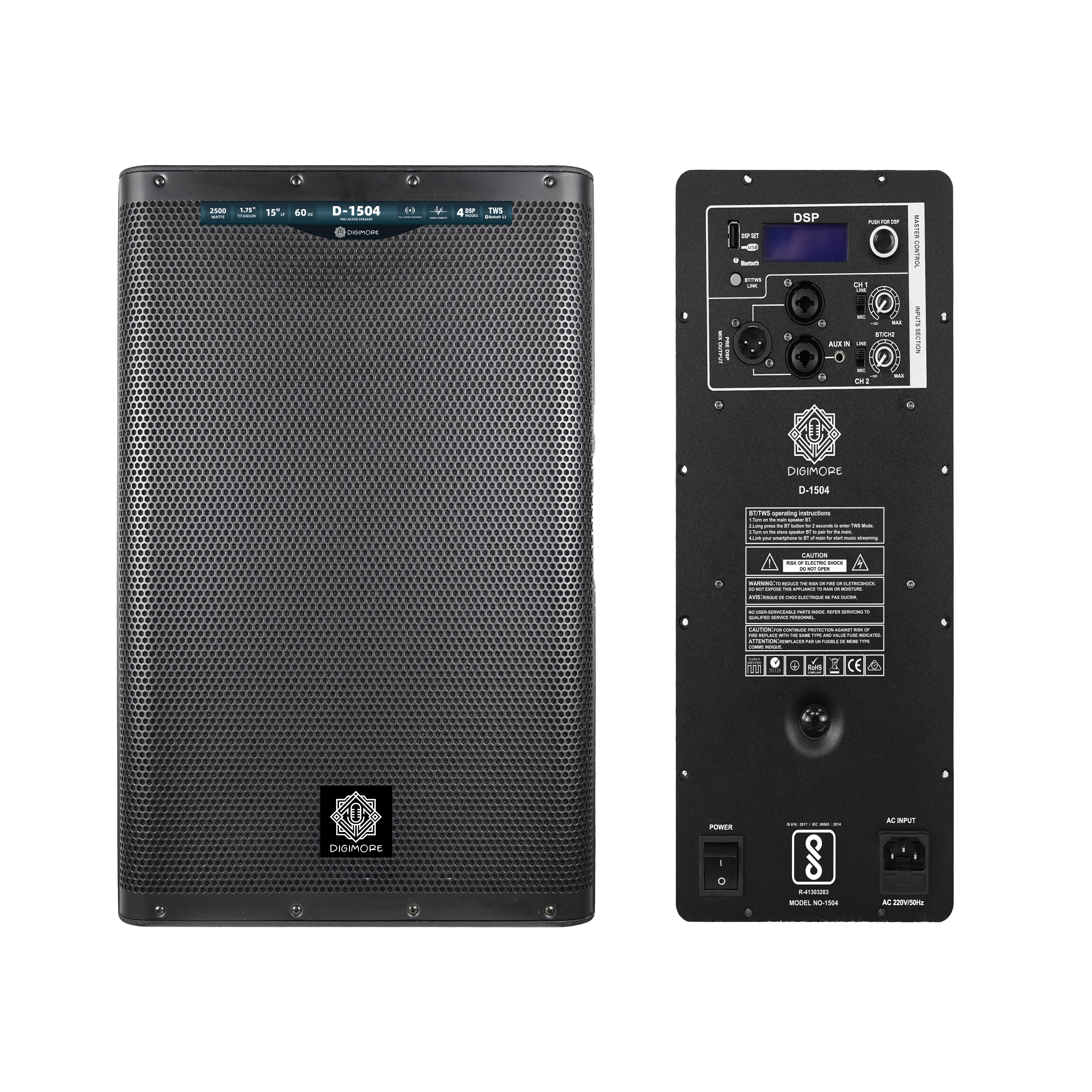 Digimore | D-1504 | 700W RMS | 2-Way Active Speaker | Class D