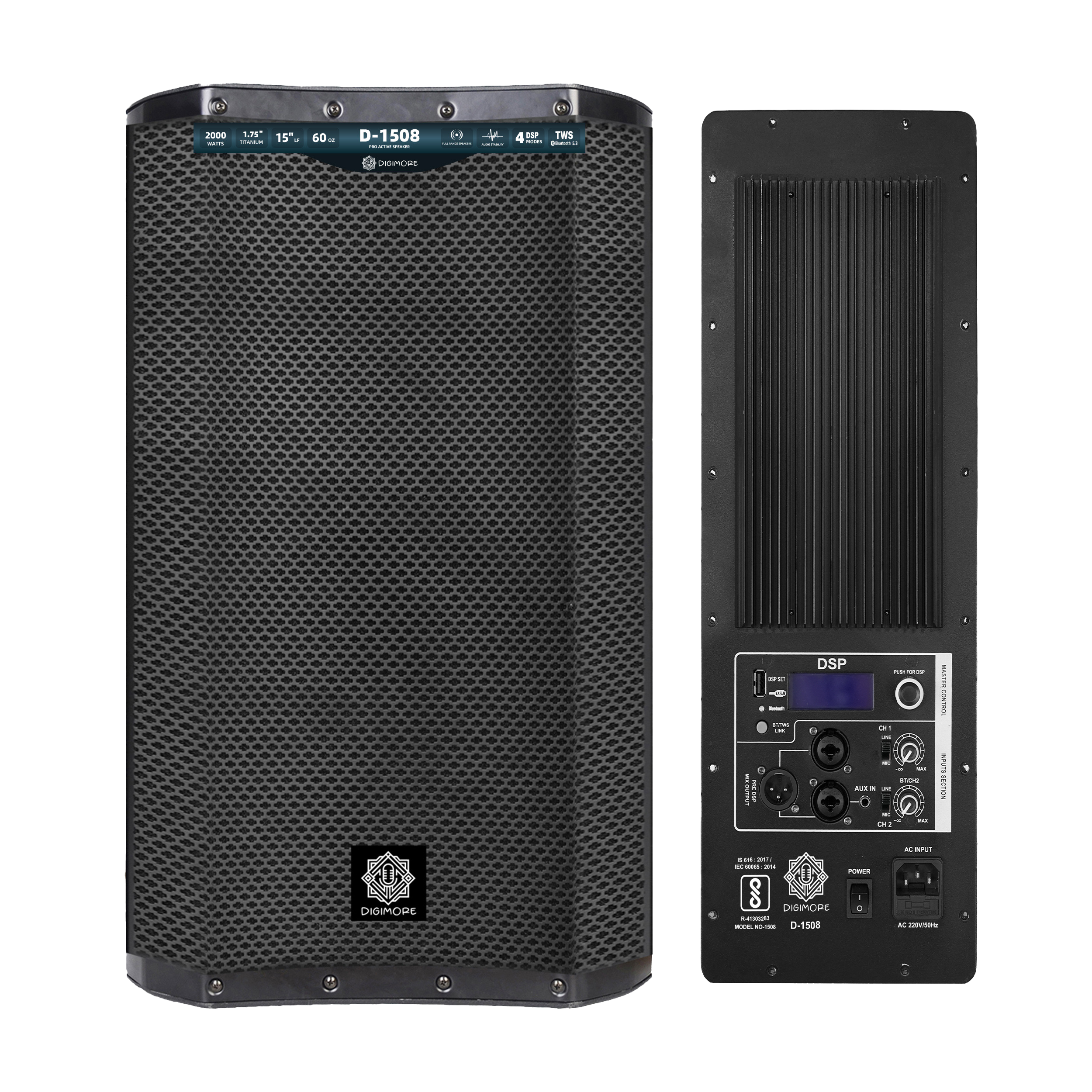 Digimore | D-1508 | 500W RMS | 2-Way Active Speaker | Class H