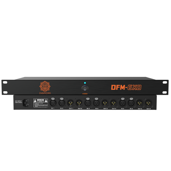 DIGIMORE Anti-Feedback Processor w/ 4 Mic Ins | Anti-Noise Chip | 150Hz-15kHz Freq. Shift | Transformer Based | Inbuilt Gain Boost | Feedback Manager for PA System, Stage Shows & Conferences (DFM-6XO)