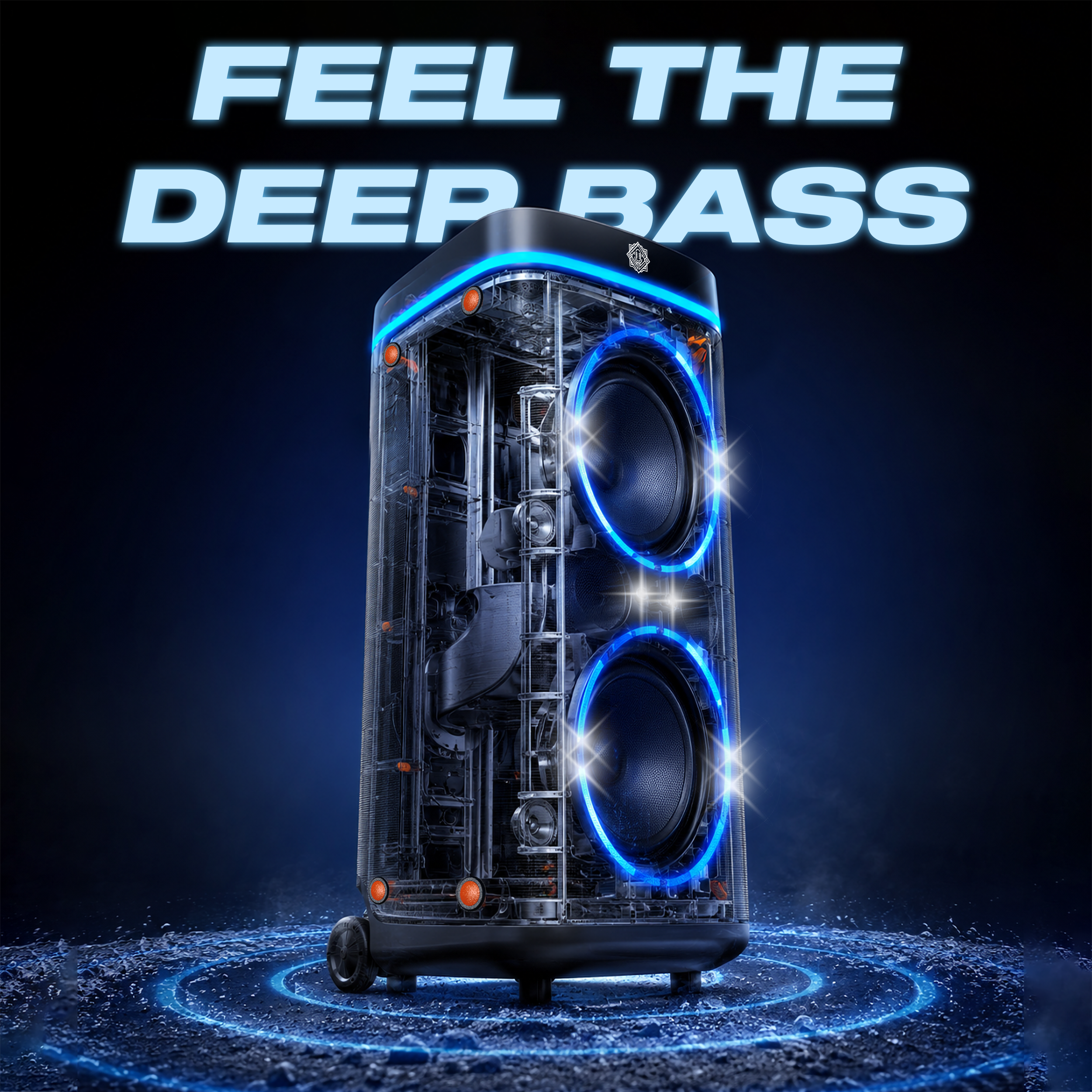 DIGIMORE 240W PartyBox Speaker w/Wireless Mic | Dual 8" Boombox Speakers | AI Sound Boost & Deep Base Sound | RGB Lights, 10Hrs Battery & BT 5.3/USB/TF/AUX for Parties & Gatherings (D-1382)