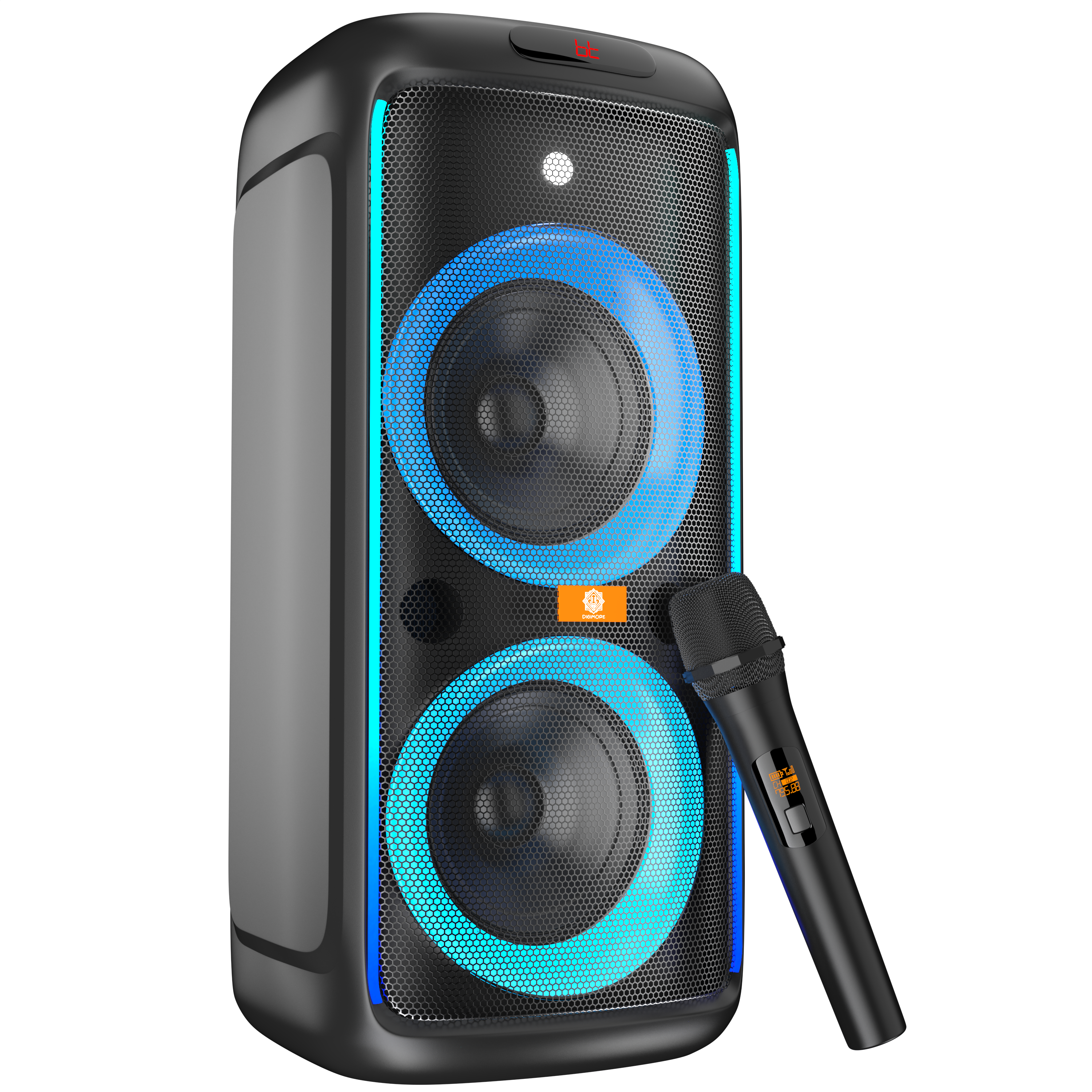 DIGIMORE PartyBox 120W Speaker with Mic| Heavy Bass | RGB Party Light | 10 hour PLaytime | Mic Input, Type-C Charging | TWS Pairing | Bluetooth 5.3/USB/TF/AUX | Wireless Outdoor Party Speaker (D-1362)