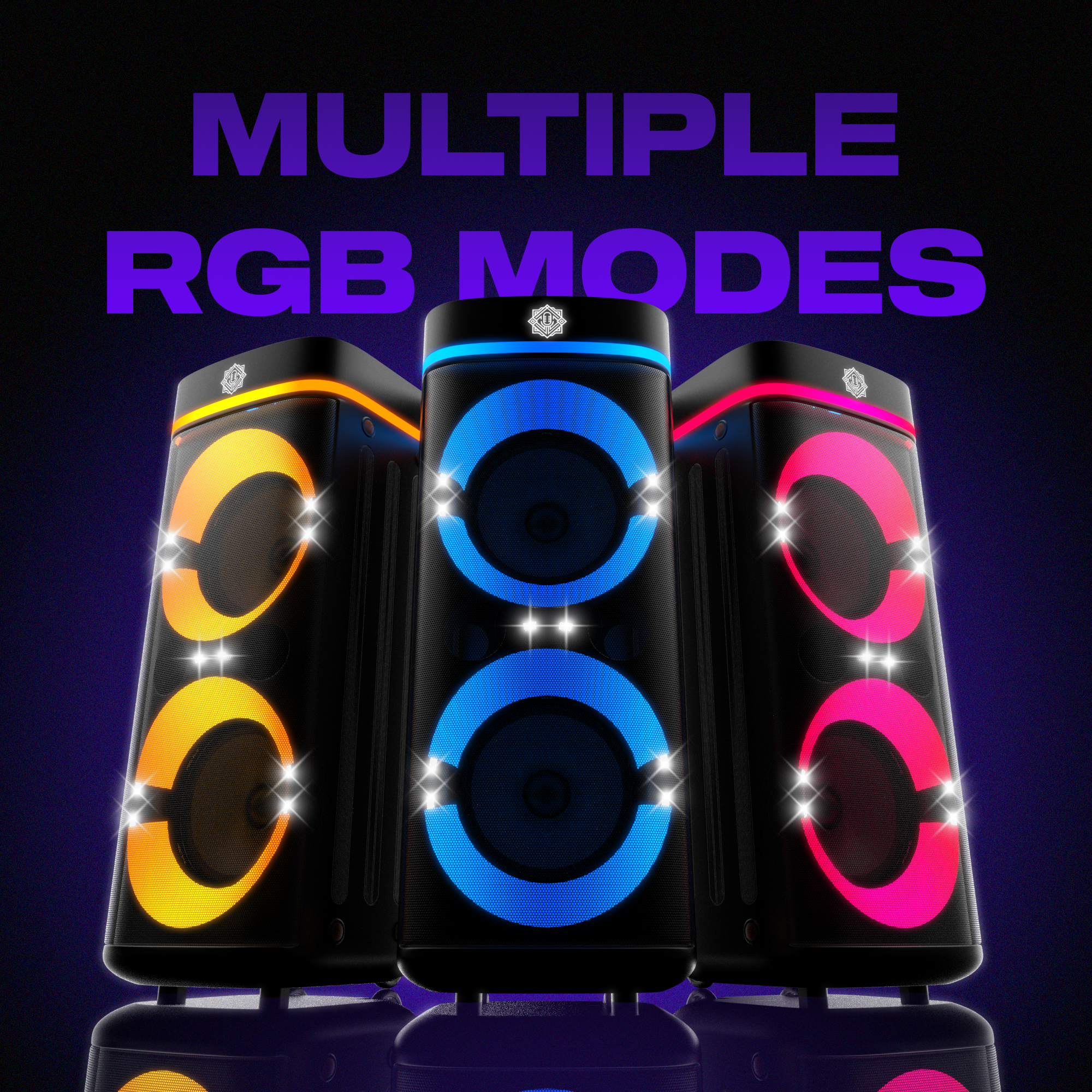 DIGIMORE 240W PartyBox Speaker w/Wireless Mic | Dual 8" Boombox Speakers | AI Sound Boost & Deep Base Sound | RGB Lights, 10Hrs Battery & BT 5.3/USB/TF/AUX for Parties & Gatherings (D-1382)