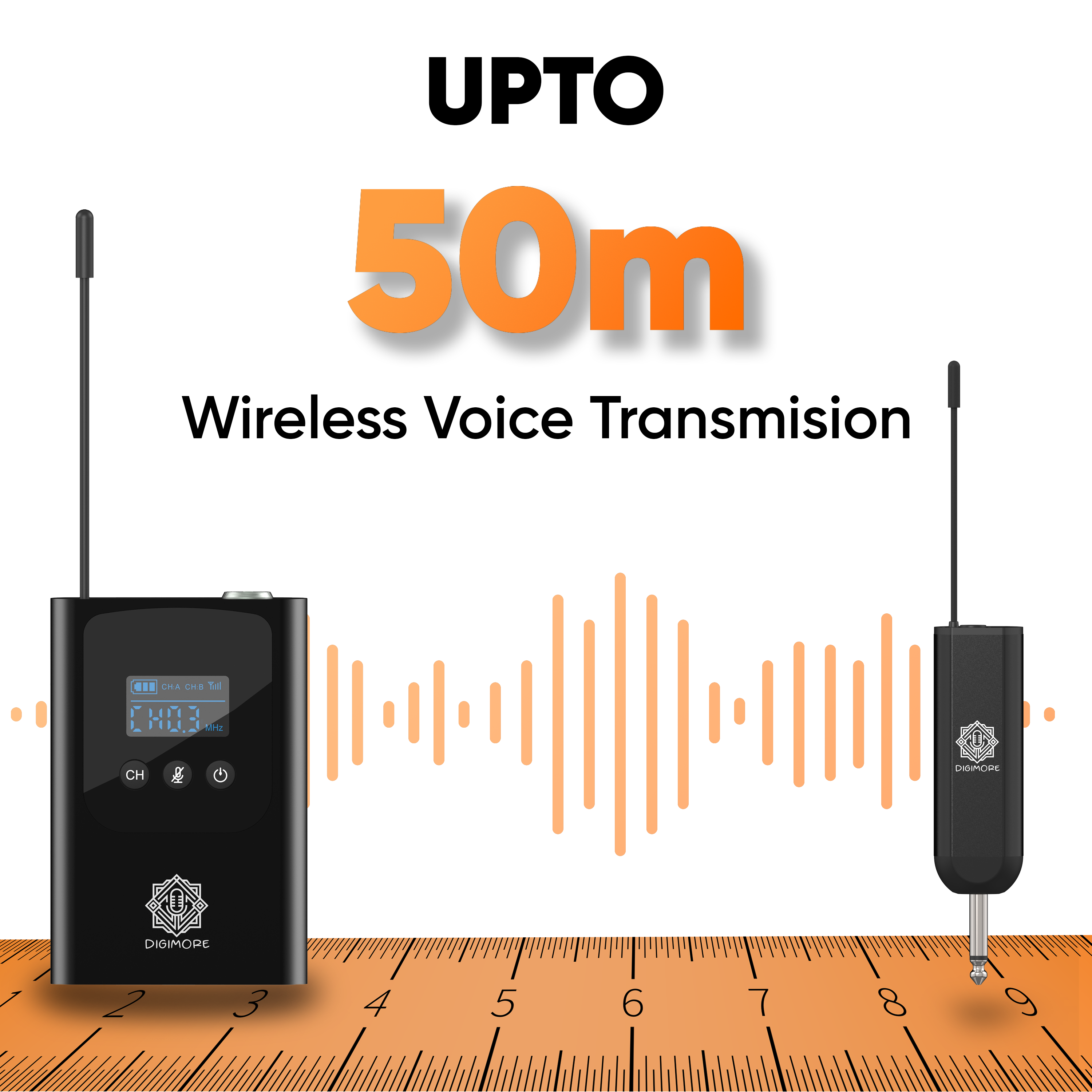 DIGIMORE UHF Wireless Headset Mic | 3-Pin Mini XLR Mic | 5Hrs Battery | 160Ft Range | <5ms Latency | 5 Changeable Channels | Heavy Metal & Glass Body | Ideal for Fitness, Churches, Classrooms (D-345S)
