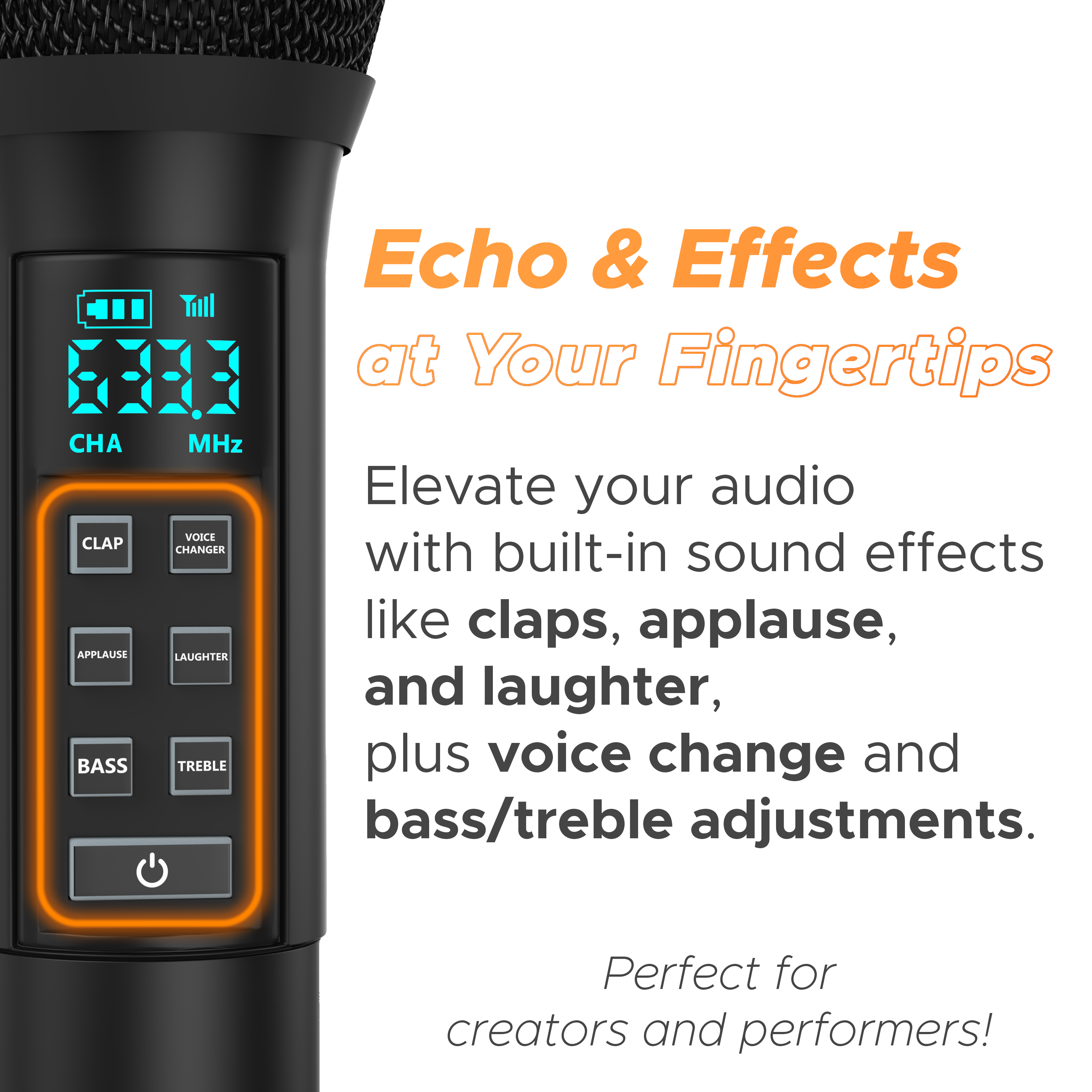 DIGIMORE UHF Wireless Microphone System with in-Built Sound Card | Voice Change, Echo, Bass Etc. | 150ft Range | for House Parties, Outdoor Party, Singing, Classroom (D-346)