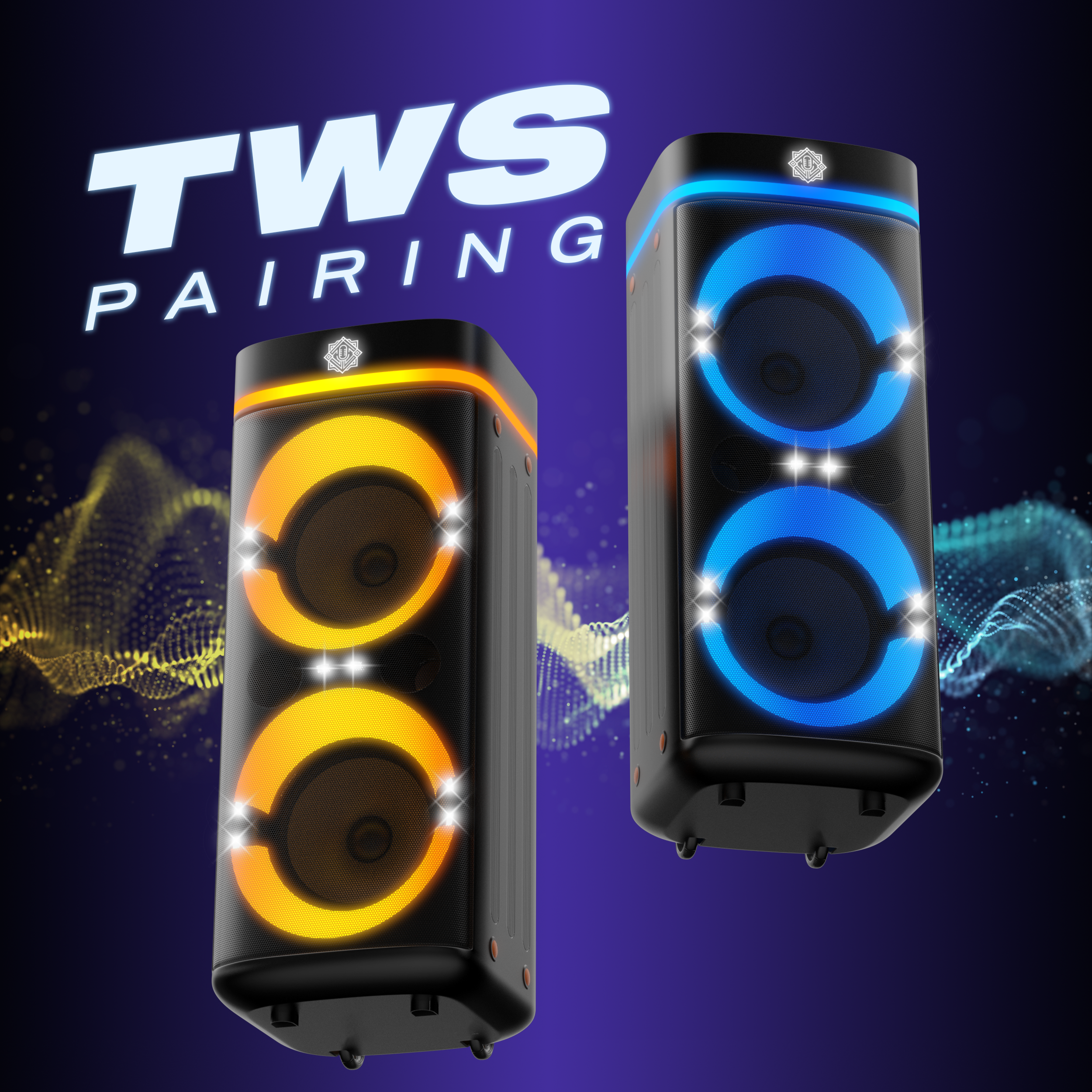 DIGIMORE 240W PartyBox Speaker w/Wireless Mic | Dual 8" Boombox Speakers | AI Sound Boost & Deep Base Sound | RGB Lights, 10Hrs Battery & BT 5.3/USB/TF/AUX for Parties & Gatherings (D-1382)