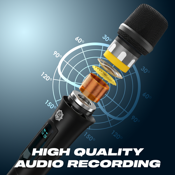 DIGIMORE Rechargeable Wireless Microphone| 6Hrs Battery | 200ft Range | Type-C Charging | LED Digital Display | 2400MHz Cordless Mic for House Parties, Outdoor Party, Singing, Classroom (D-340 Black)