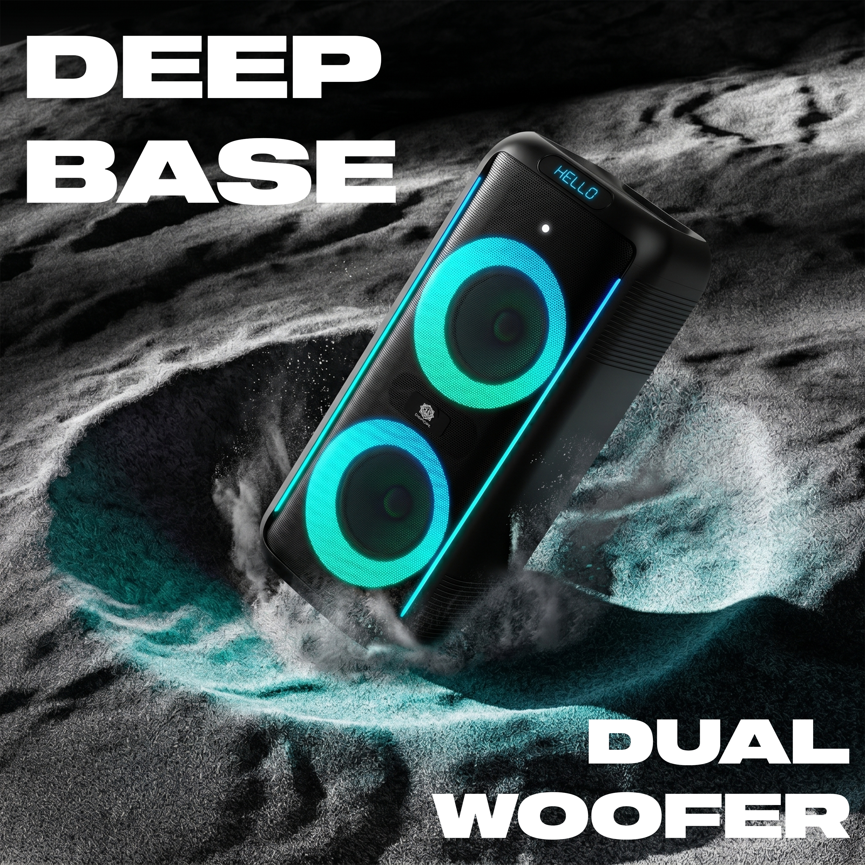 DIGIMORE 160W PartyBox Speaker w/Wireless Mic | Dual 6.5" Boombox Speakers | AI Sound Boost & Deep Base Sound | RGB Lights, 10Hrs Battery & BT 5.3/USB/TF/AUX for Parties & Gatherings (D-1362 Pro)