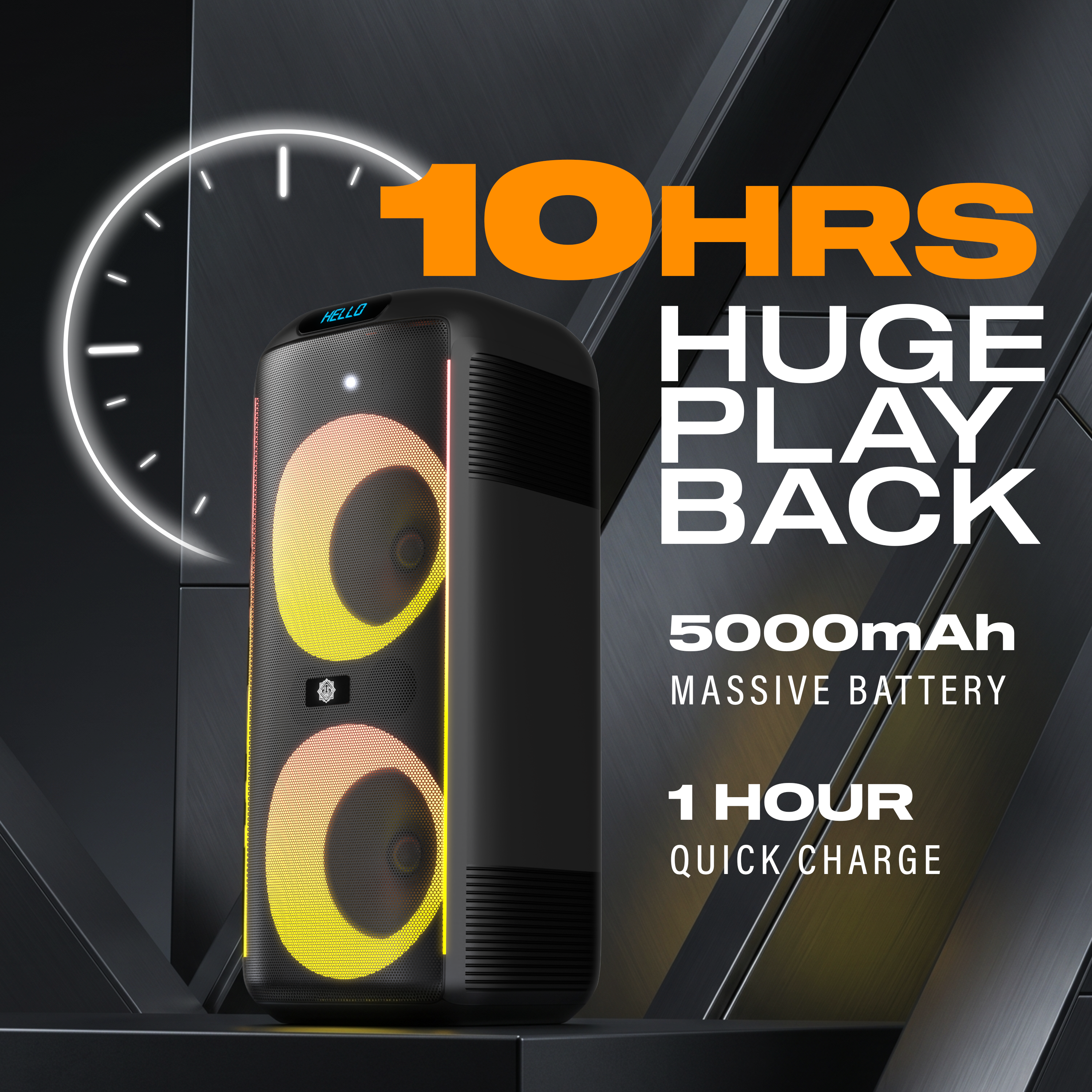 DIGIMORE 160W PartyBox Speaker w/Wireless Mic | Dual 6.5" Boombox Speakers | AI Sound Boost & Deep Base Sound | RGB Lights, 10Hrs Battery & BT 5.3/USB/TF/AUX for Parties & Gatherings (D-1362 Pro)