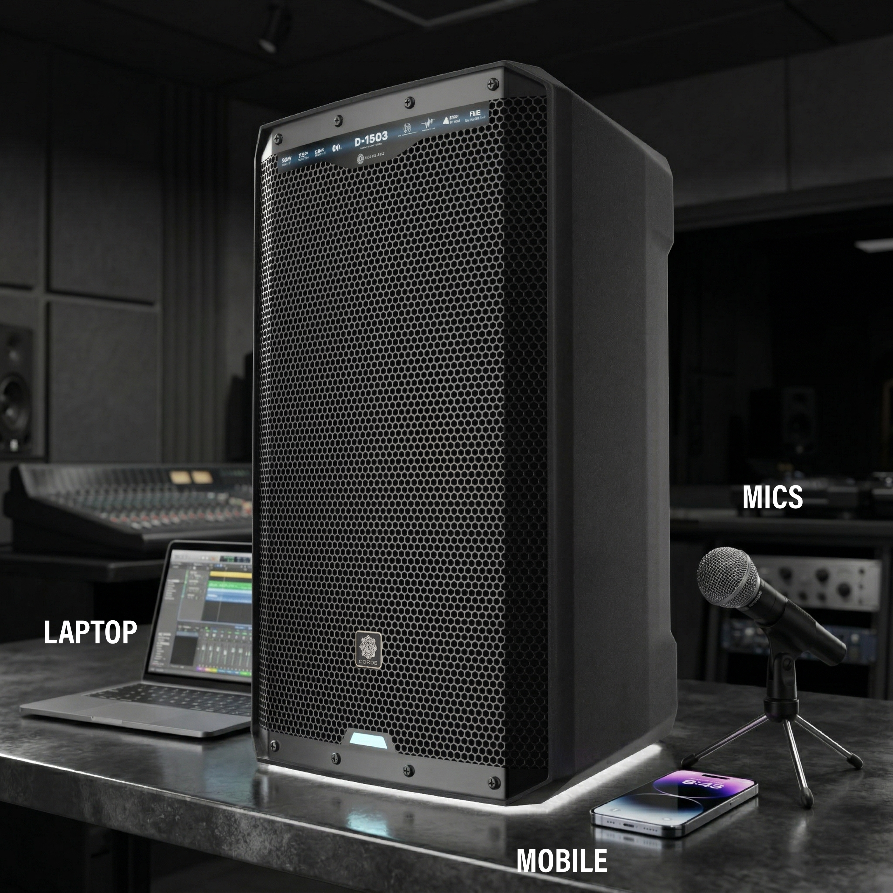 DIGIMORE 2800W Active Speaker with 15" Woofer & 1.75" Titanium HF | BT 5.3 & TWS | 4 DSP Modes | 2 XLR/6.35mm Input Ports | Class-D Amplifier | Ideal for DJ, Live Events & Performances (D-1503)