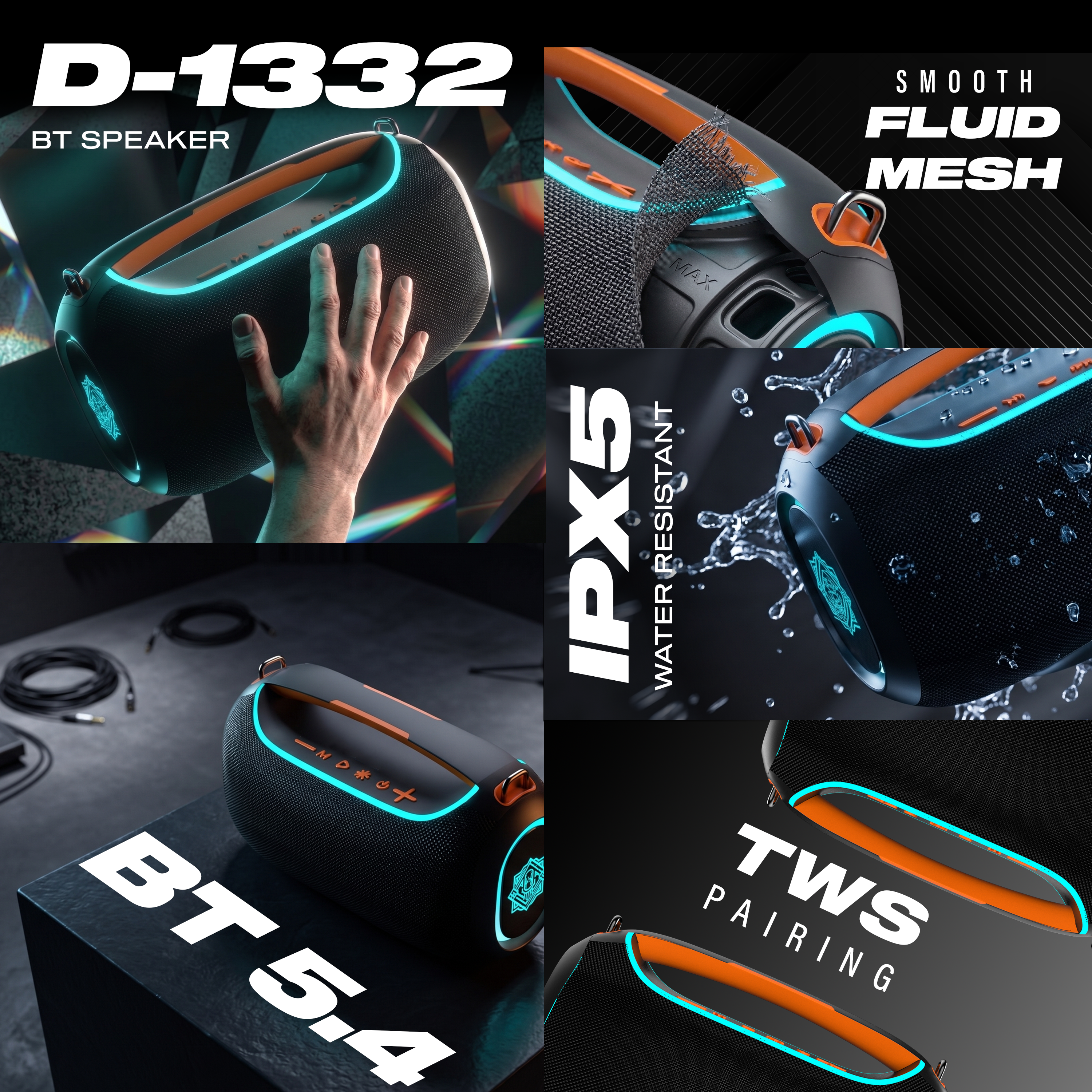 DIGIMORE 120W Boombox Speaker with Wireless Mic | Dual 6.5" Deep Bass Drivers, AI Sound Boost, RGB Lights, BT 5.4, TWS, Water-Resistant, 5H Battery | Ideal for Parties, Karaoke & Gatherings (D-1332)