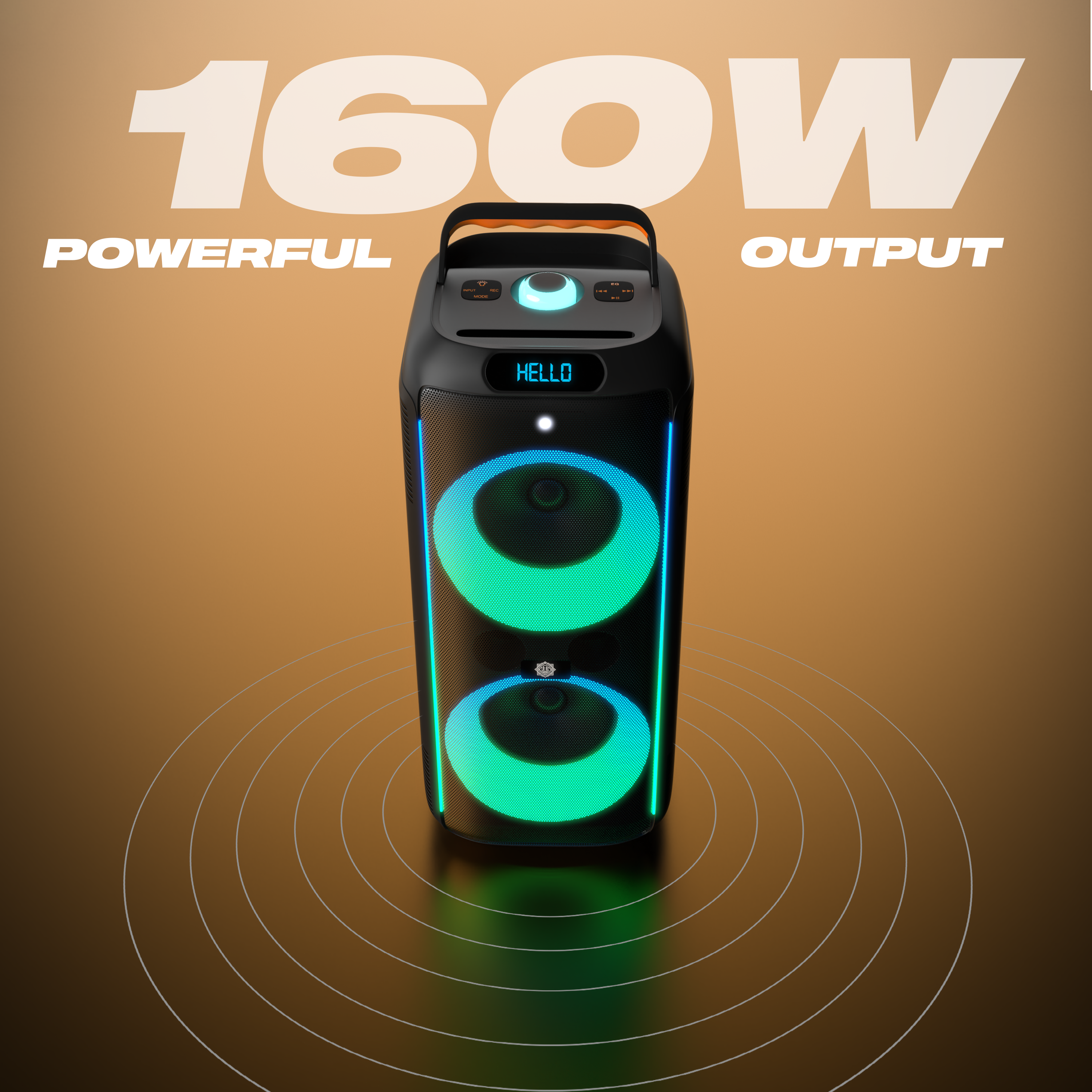 DIGIMORE 160W PartyBox Speaker w/Wireless Mic | Dual 6.5" Boombox Speakers | AI Sound Boost & Deep Base Sound | RGB Lights, 10Hrs Battery & BT 5.3/USB/TF/AUX for Parties & Gatherings (D-1362 Pro)