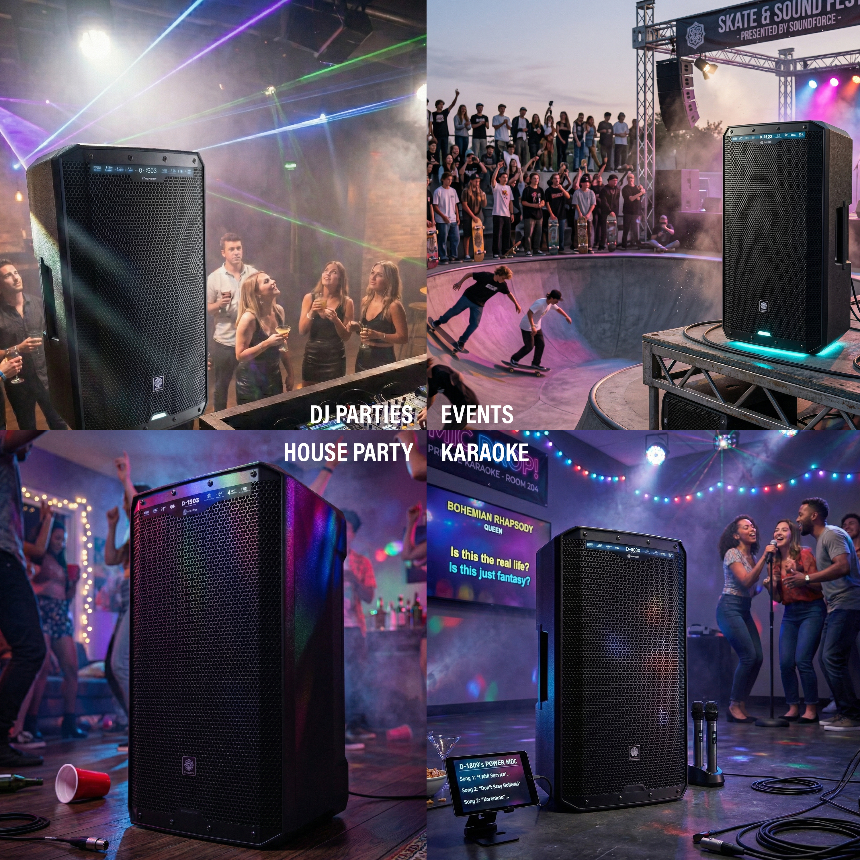 DIGIMORE 2800W Active Speaker with 15" Woofer & 1.75" Titanium HF | BT 5.3 & TWS | 4 DSP Modes | 2 XLR/6.35mm Input Ports | Class-D Amplifier | Ideal for DJ, Live Events & Performances (D-1503)