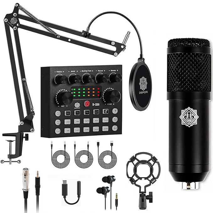 Condenser Microphone Bundle, Mic Kit with Live Sound Card Adjustable Arm deals